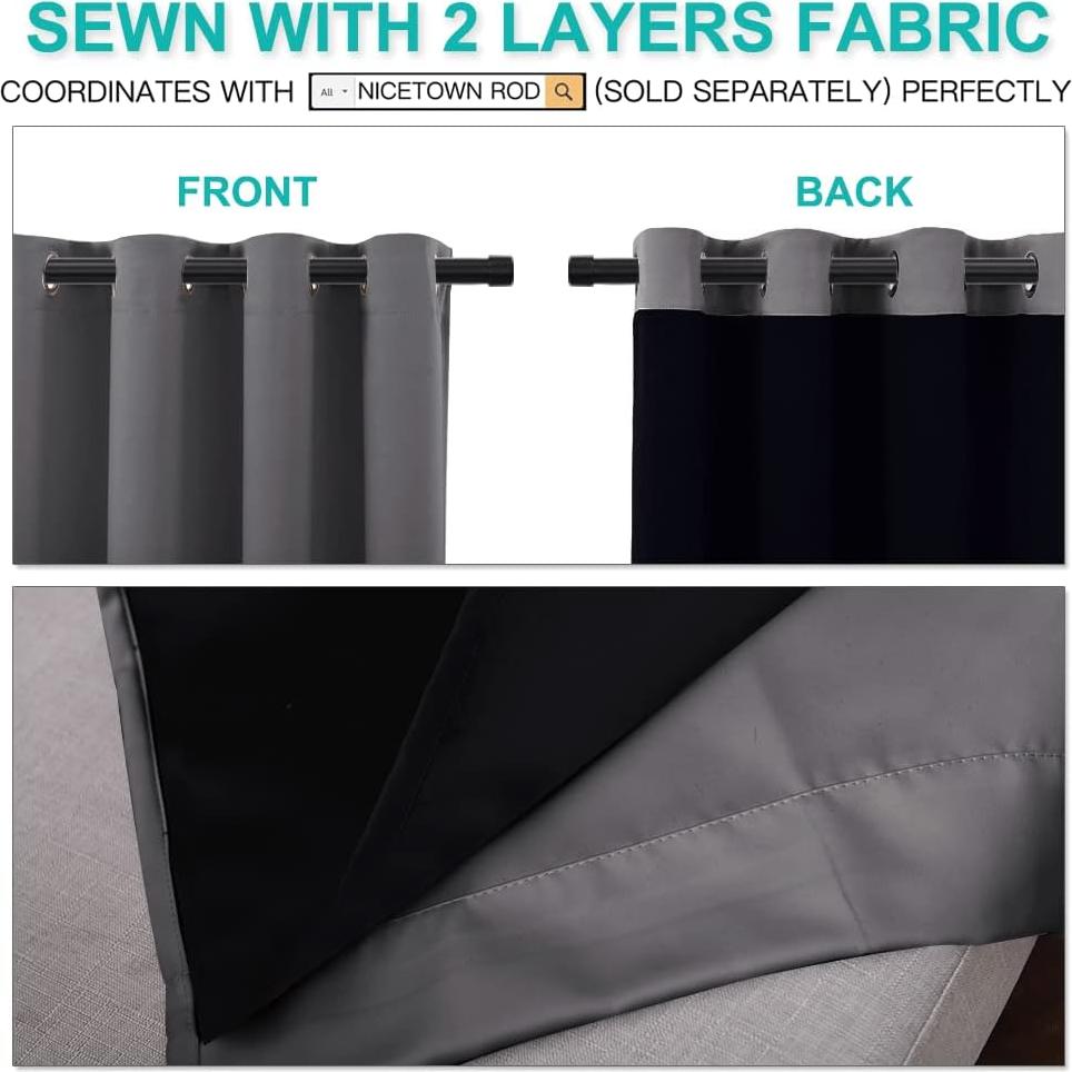 Cortinas Blackout Aislantes NICETOWN 52x84 Gris - Par de 2