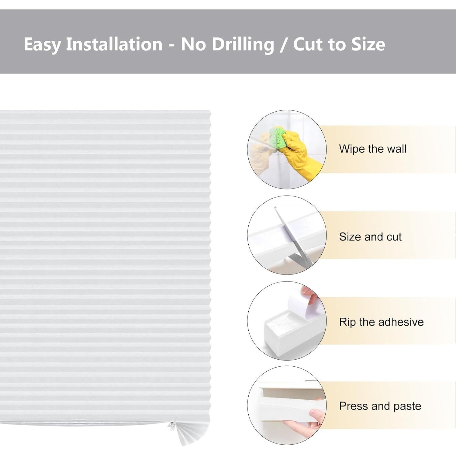 Persianas de Papel Adhesivas Maritown 61x150 cm Blancas