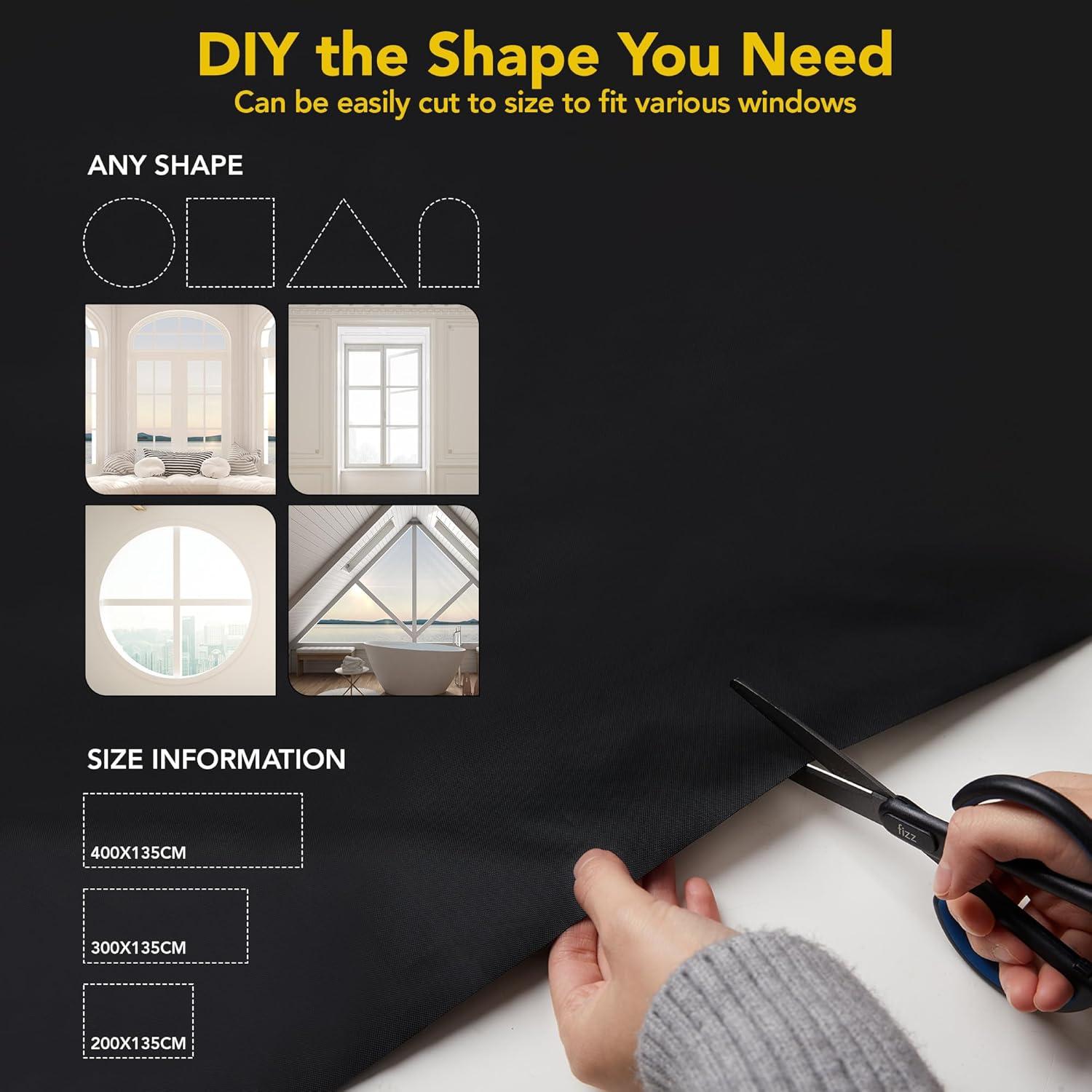 Cortina Opaca Deconovo 300x145 cm Negra para Ventanas