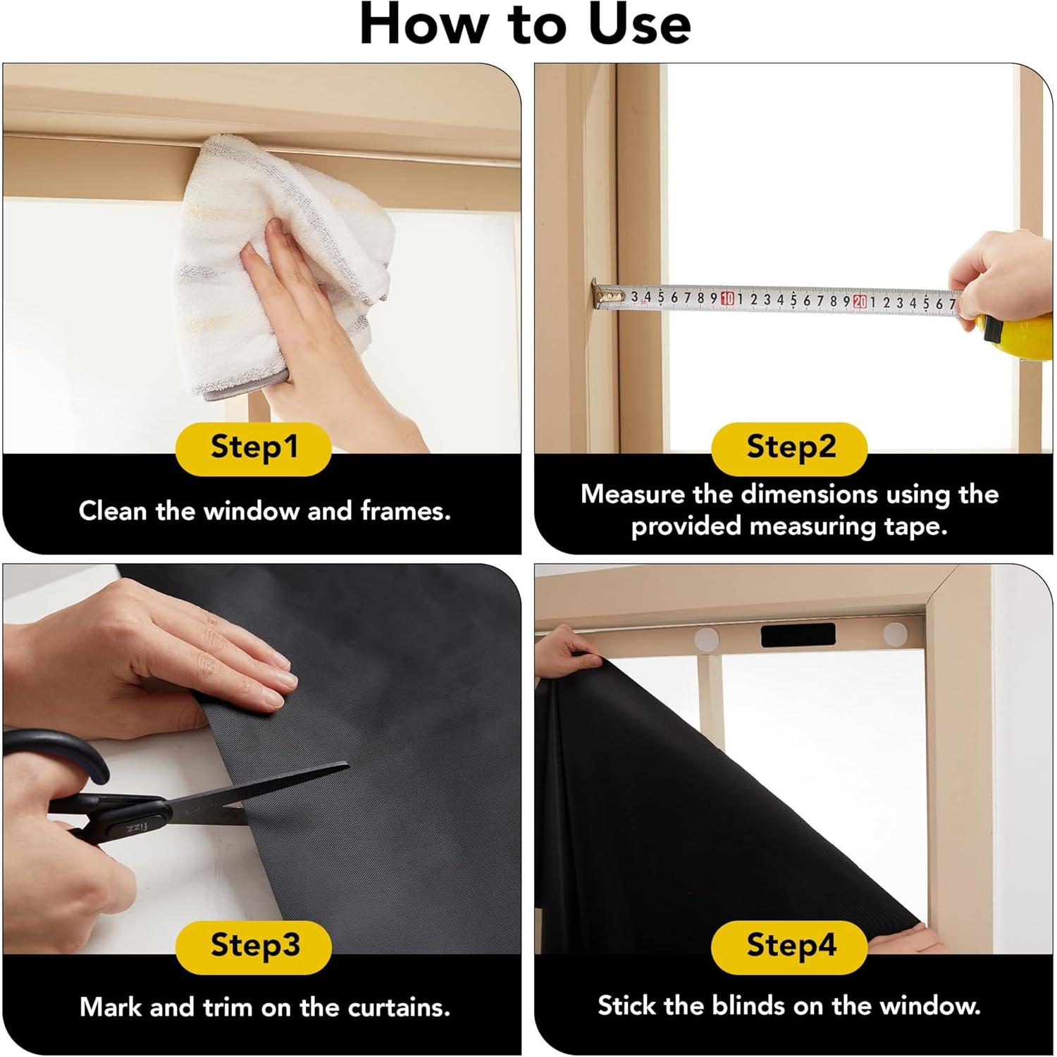 Cortina Opaca Deconovo 300x145 cm Negra para Ventanas