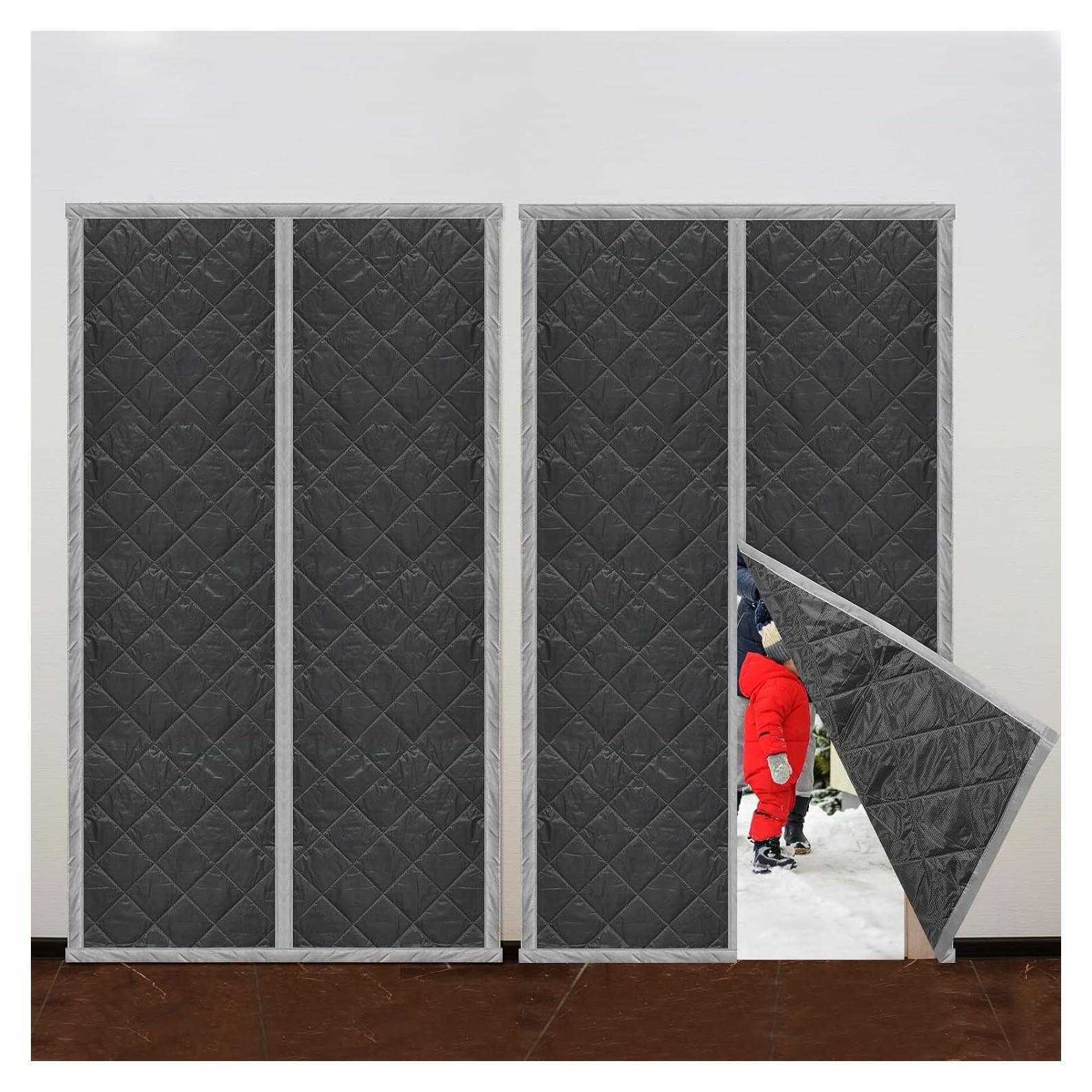 Cortina de Puerta Térmica Aislante Magnética Newwiee 112x203cm Gris