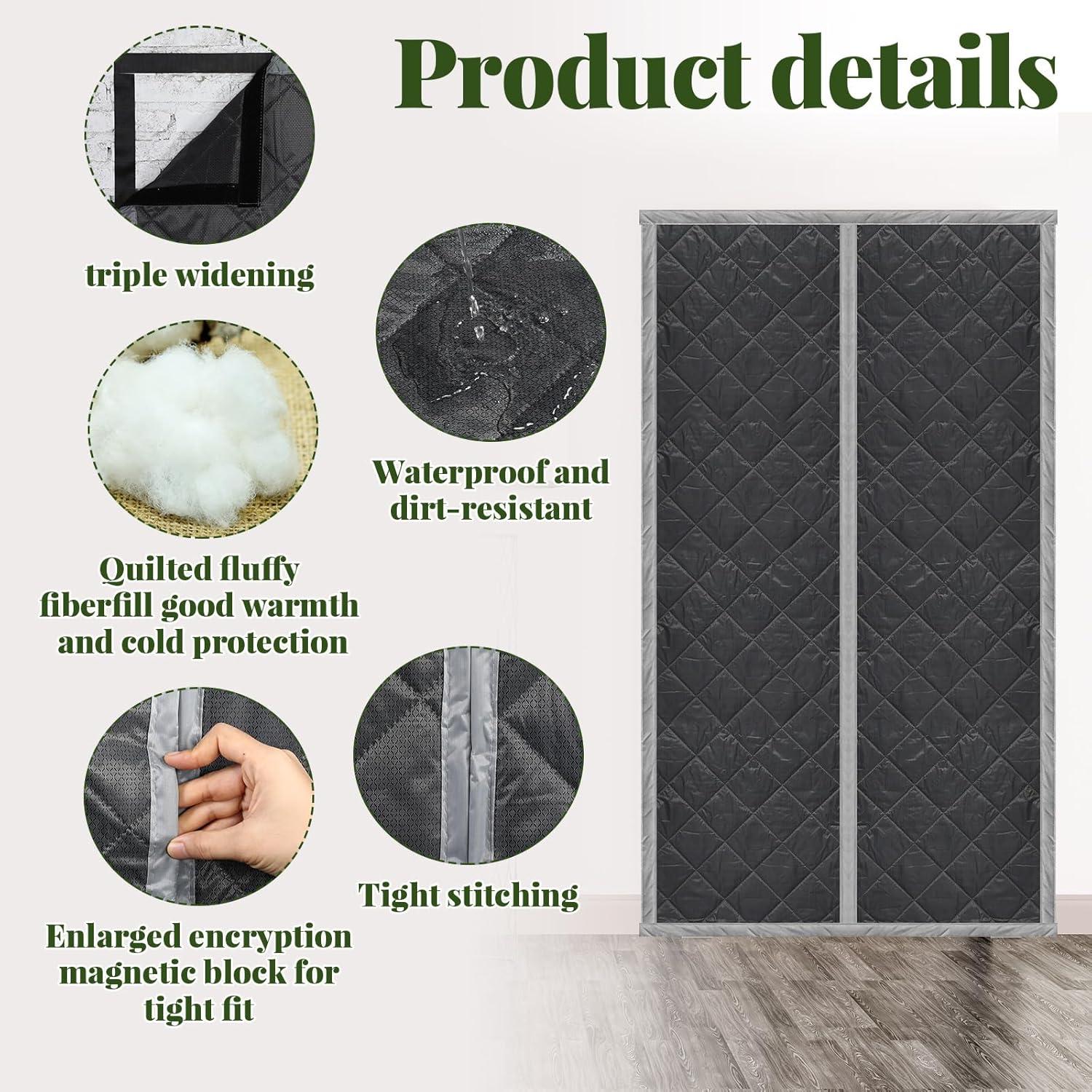 Cortina de Puerta Térmica Aislante Magnética Newwiee 112x203cm Gris