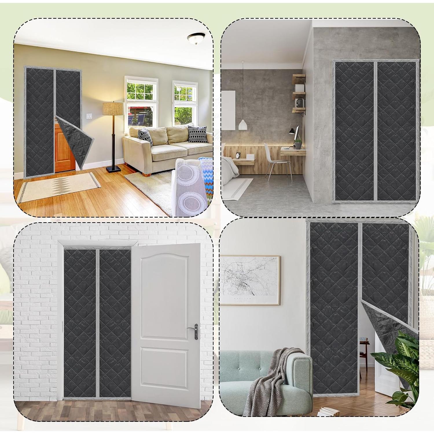 Cortina de Puerta Térmica Aislante Magnética Newwiee 112x203cm Gris