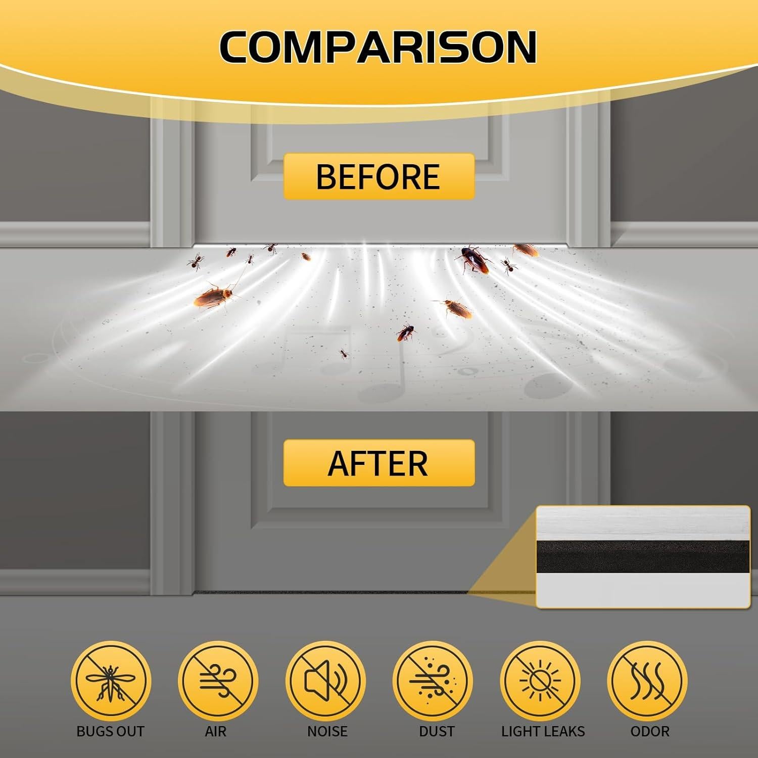 Burlete para puerta Bonison 8m espuma EVA autoadhesiva