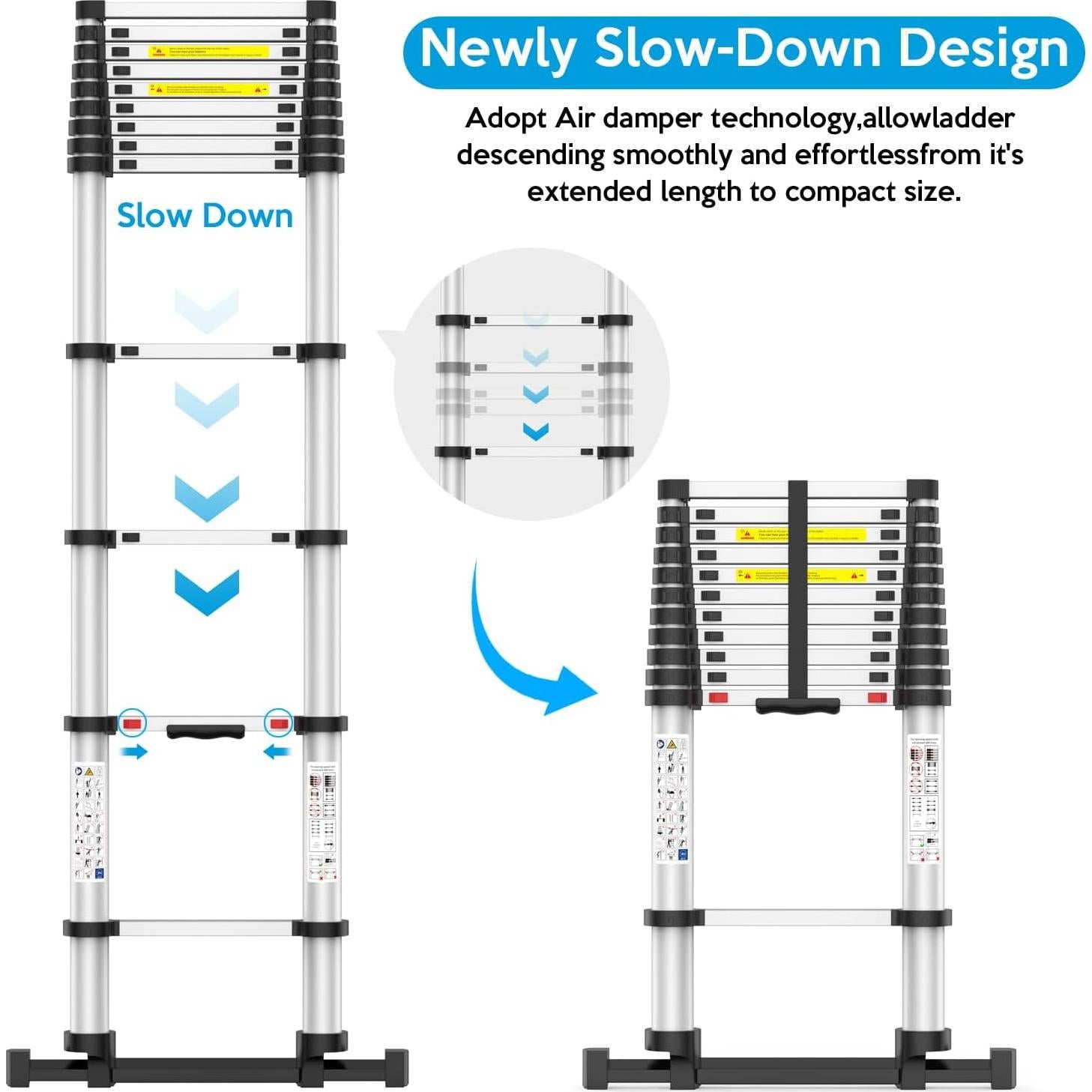 Escalera Telescópica UC UP CLIMBER 4.72m con Estabilizadores