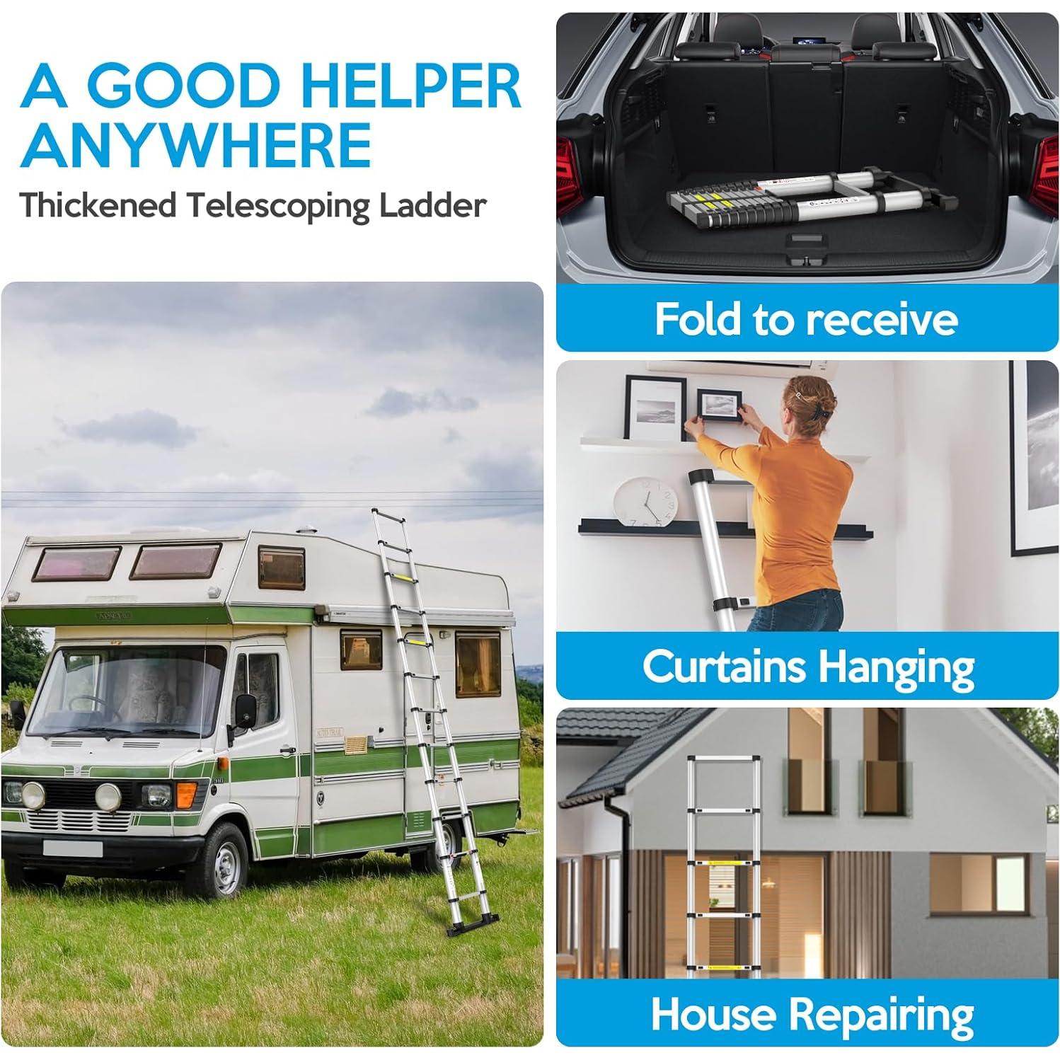 Escalera Telescópica UC UP CLIMBER 4.72m con Estabilizadores