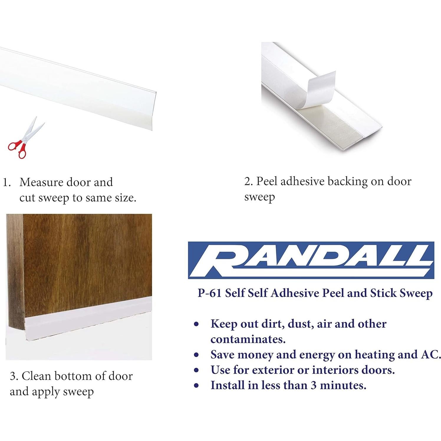 Paquete de 10 Barreras Autoadhesivas para Puertas Randall 91.44 cm Blanco