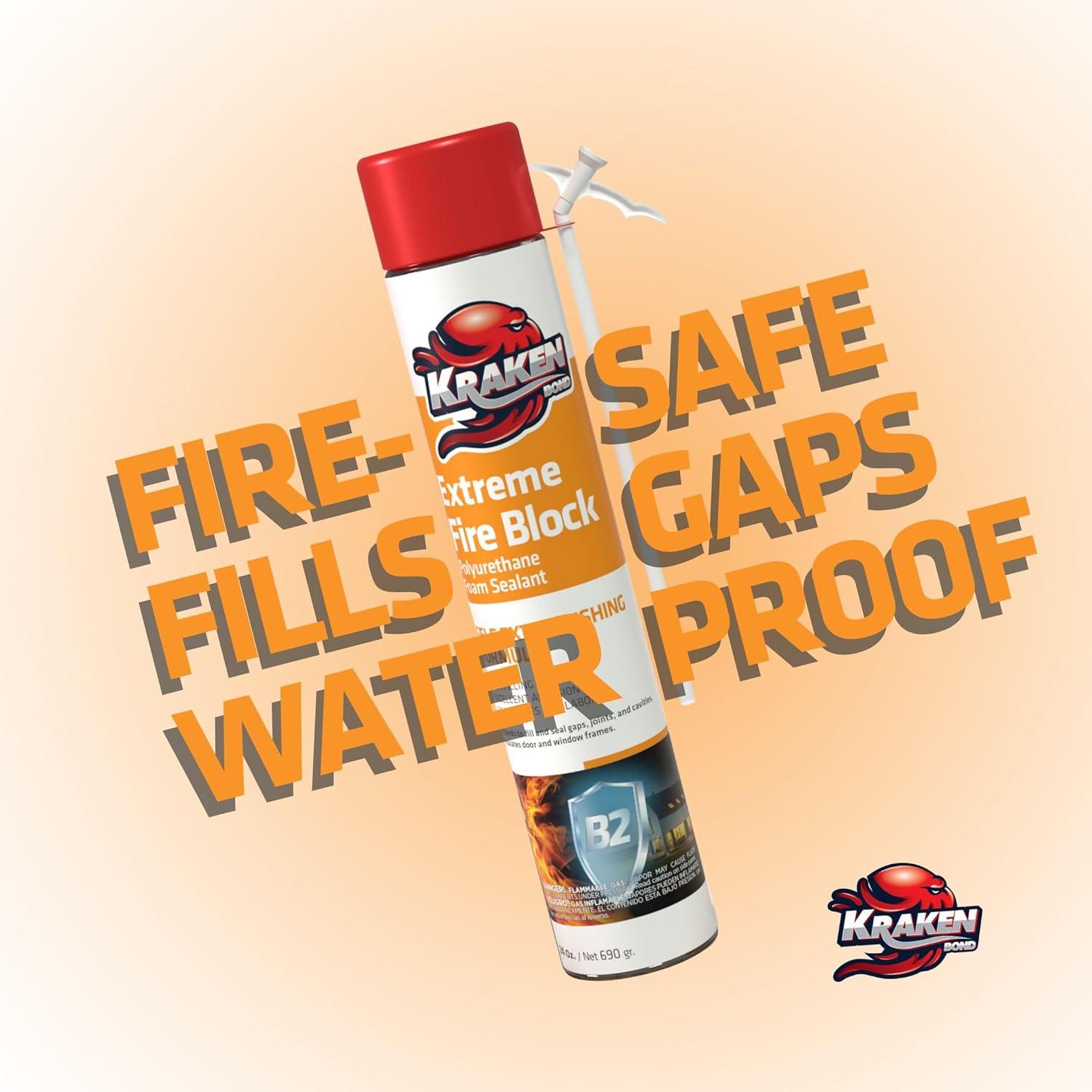 Espuma Bloqueante de Fuego Kraken Bond Extreme 24 oz - Paquete de 12