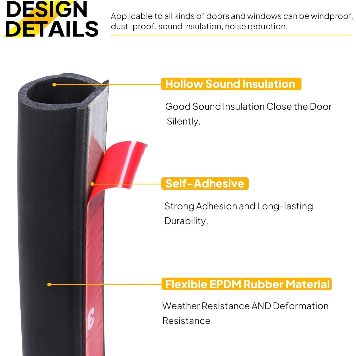 Burlete en forma de D GoldWheel 8FT Goma Autoadhesiva