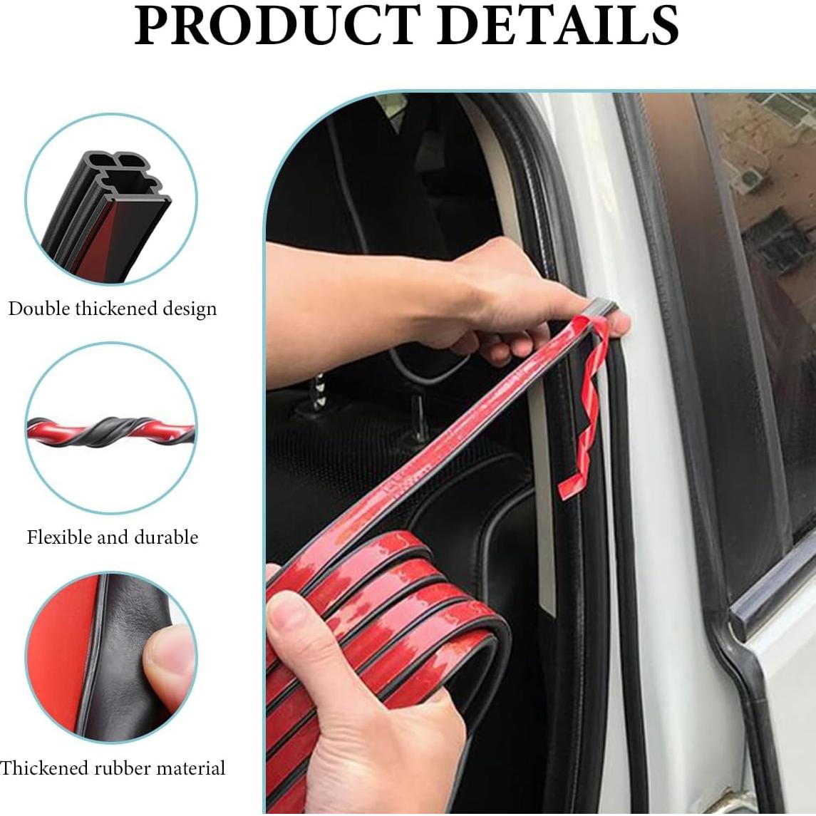 Tira de Sello de Puerta de Coche FSTURIOS 10m Goma Insonorizante