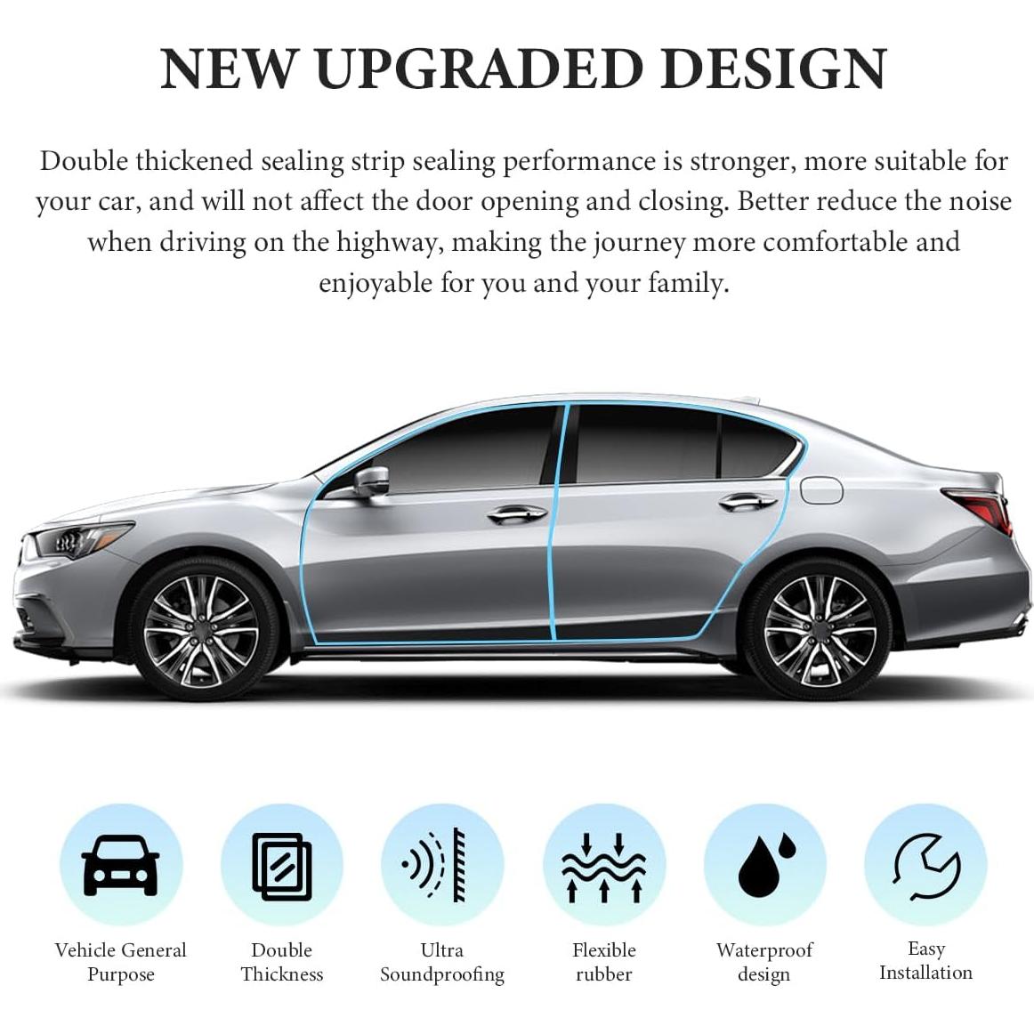 Tira de Sello de Puerta de Coche FSTURIOS 10m Goma Insonorizante