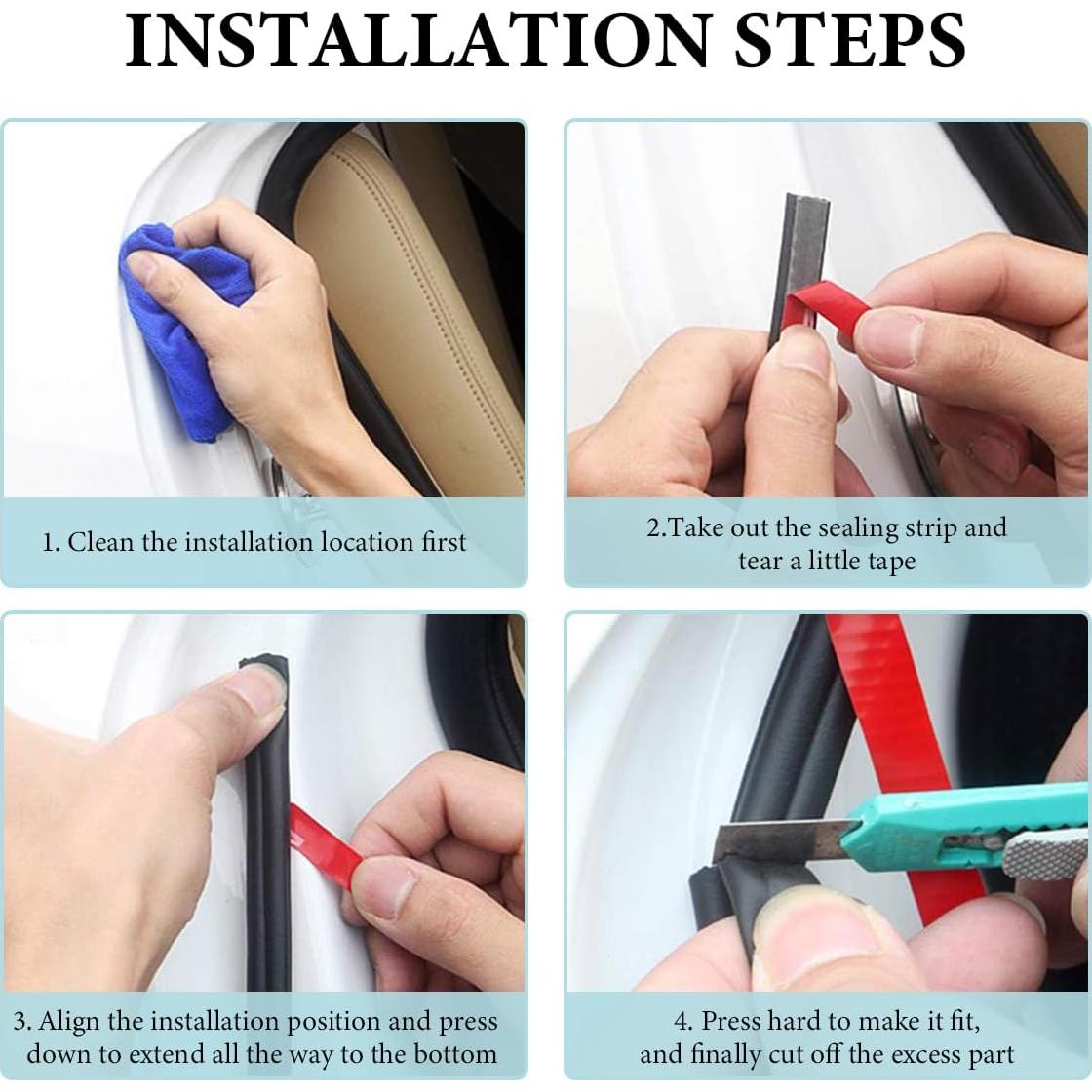 Tira de Sello de Puerta de Coche FSTURIOS 10m Goma Insonorizante