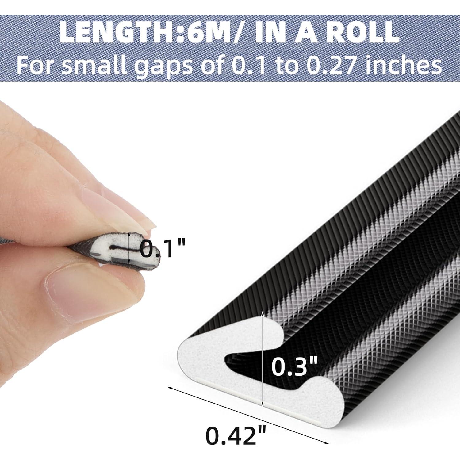 Tira de Sellado para Puerta Conwang 6m Espuma PU Negra