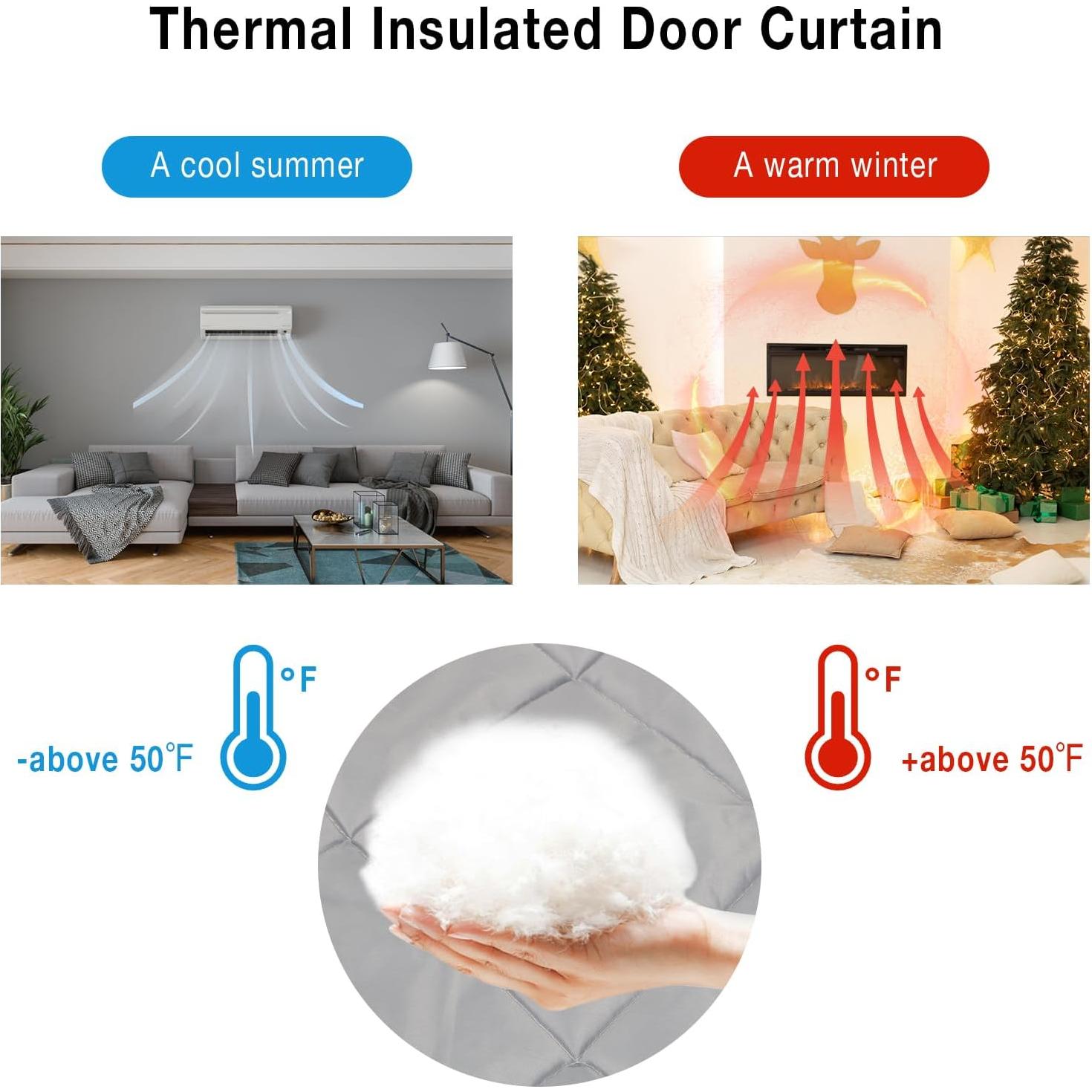 Cortina de Puerta Aislada Magnética HOXHA 81.3 x 203.2 cm Gris