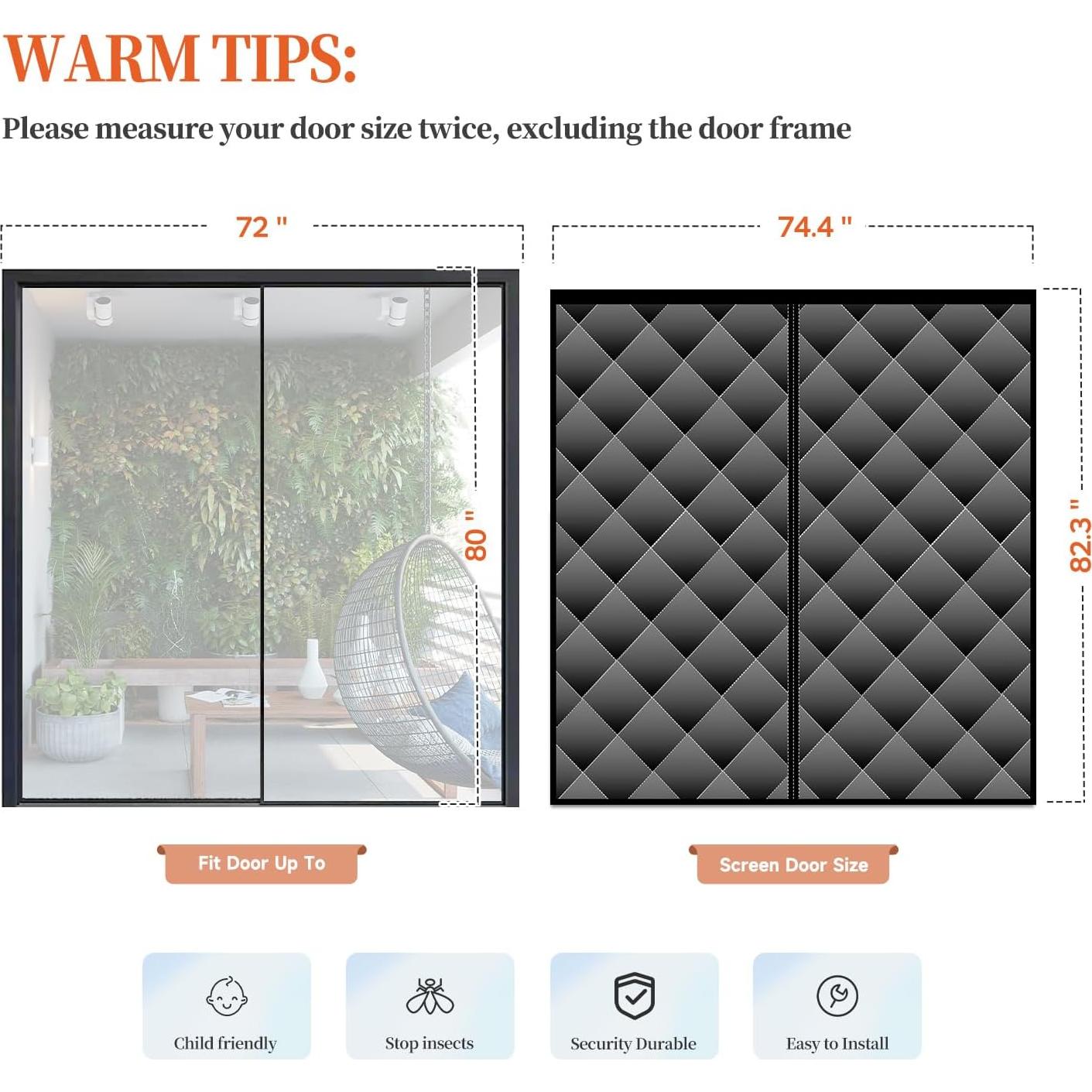 Pantalla de Puerta Aislante Térmica Zypeey 72x80 cm Magnética