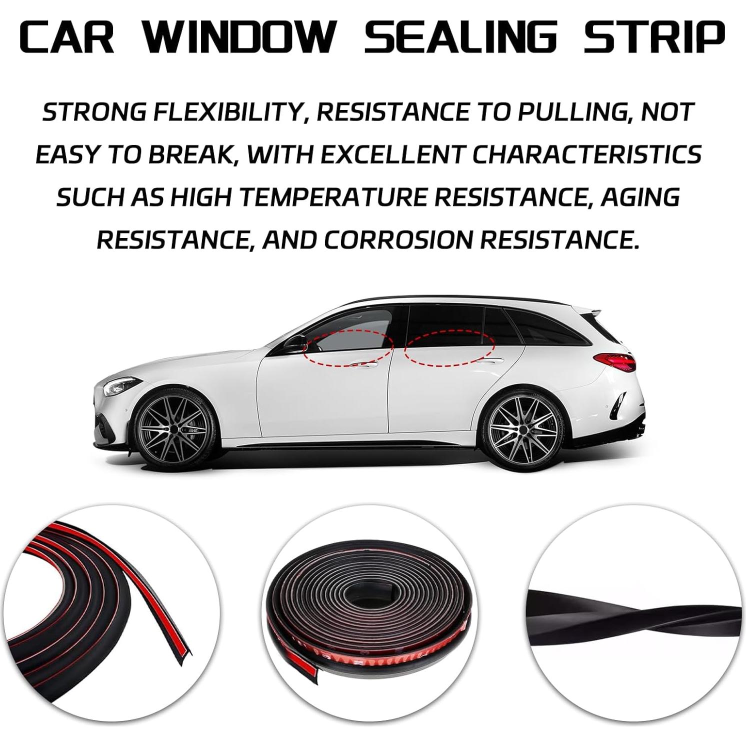 Sello de Ventana de Coche QKYS 4.0m Goma Negro a Prueba de Polvo