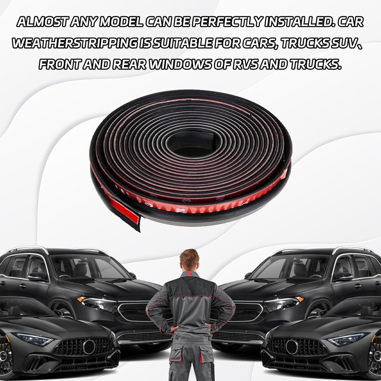 Sello de Ventana de Coche QKYS 4.0m Goma Negro a Prueba de Polvo