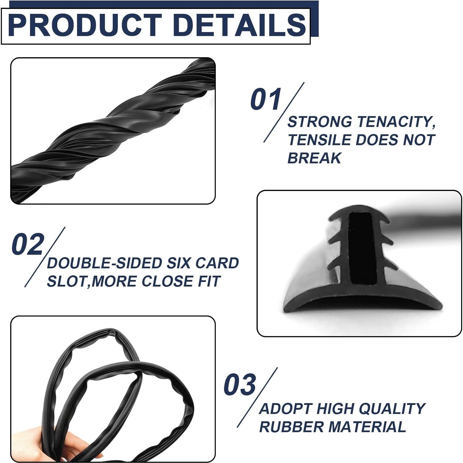 Tira de Sellado Universal KEVWR 1.6m Goma para Coche