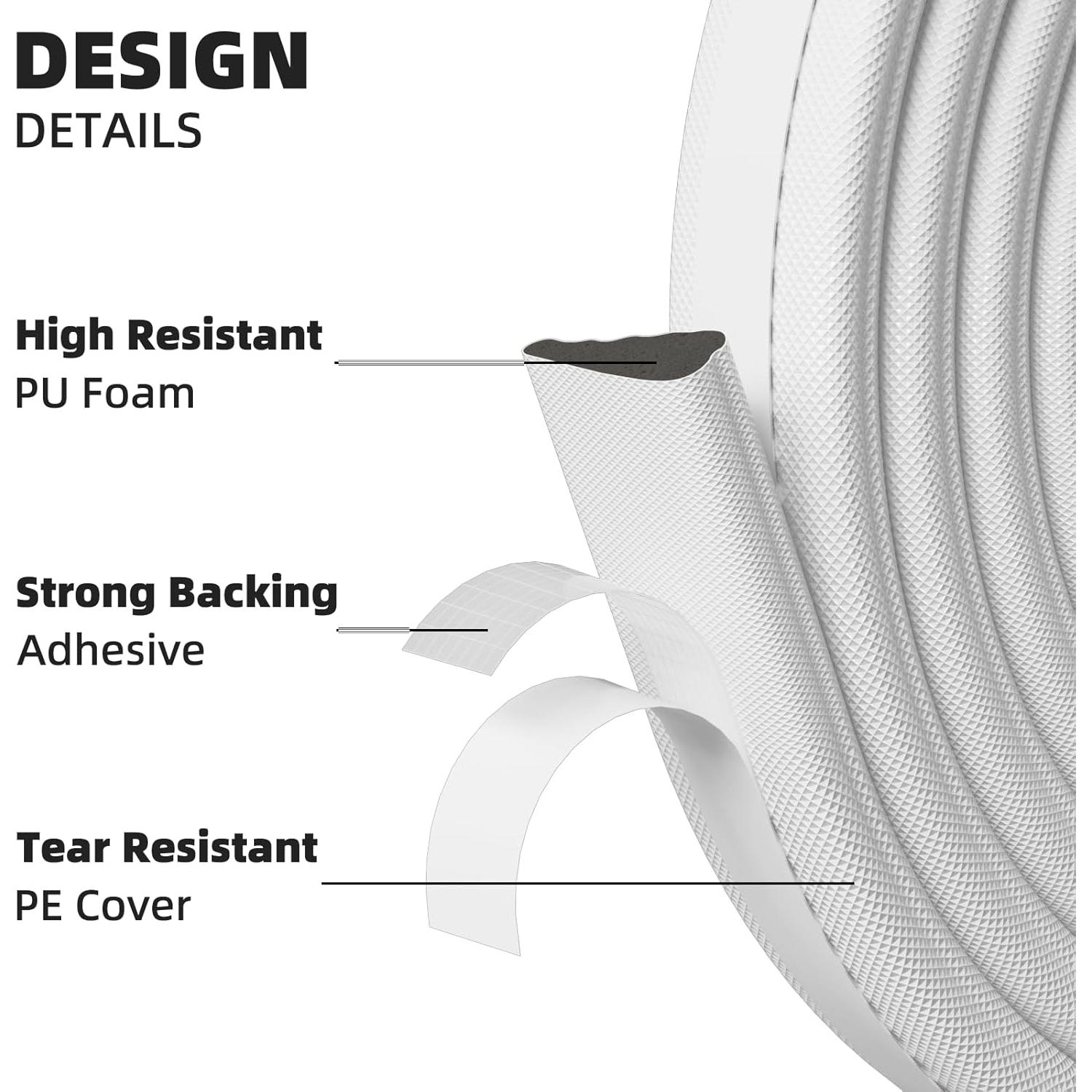 Tira de sellado Vannesse 118" (299.72 cm) espuma blanca insonorizante