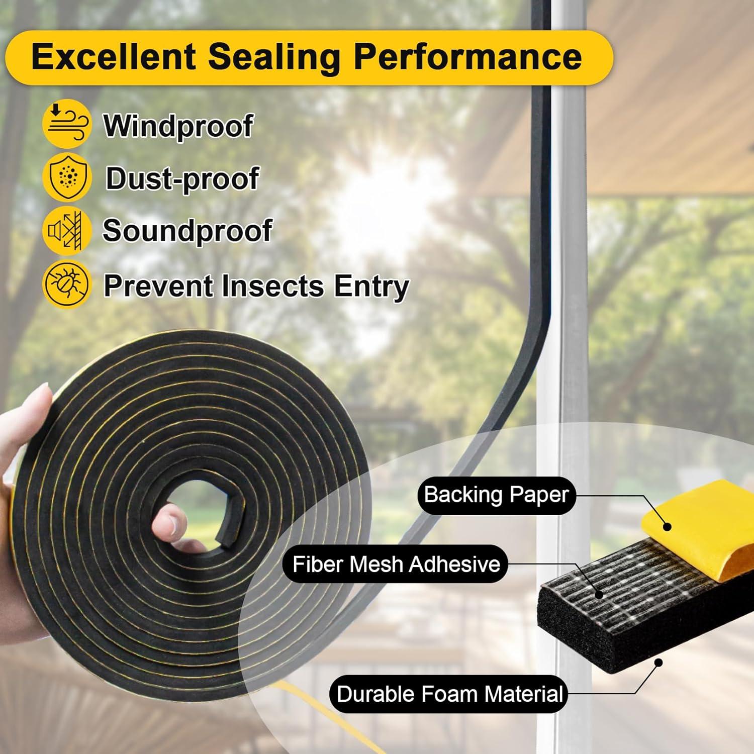 Tira de Sello para Puerta MAQIHAN 4.88m Espuma Aislante Negra