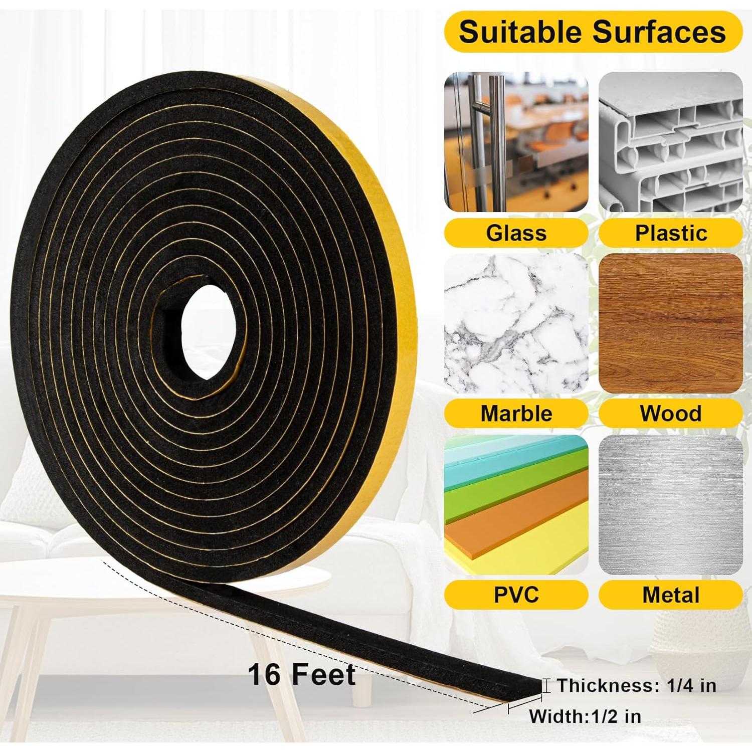 Tira de Sello para Puerta MAQIHAN 4.88m Espuma Aislante Negra