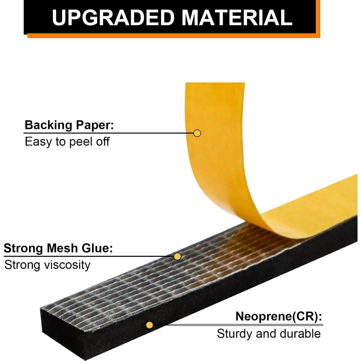 Cinta de Sellado de Espuma Sunroda 10M Aislante Acústico Negro
