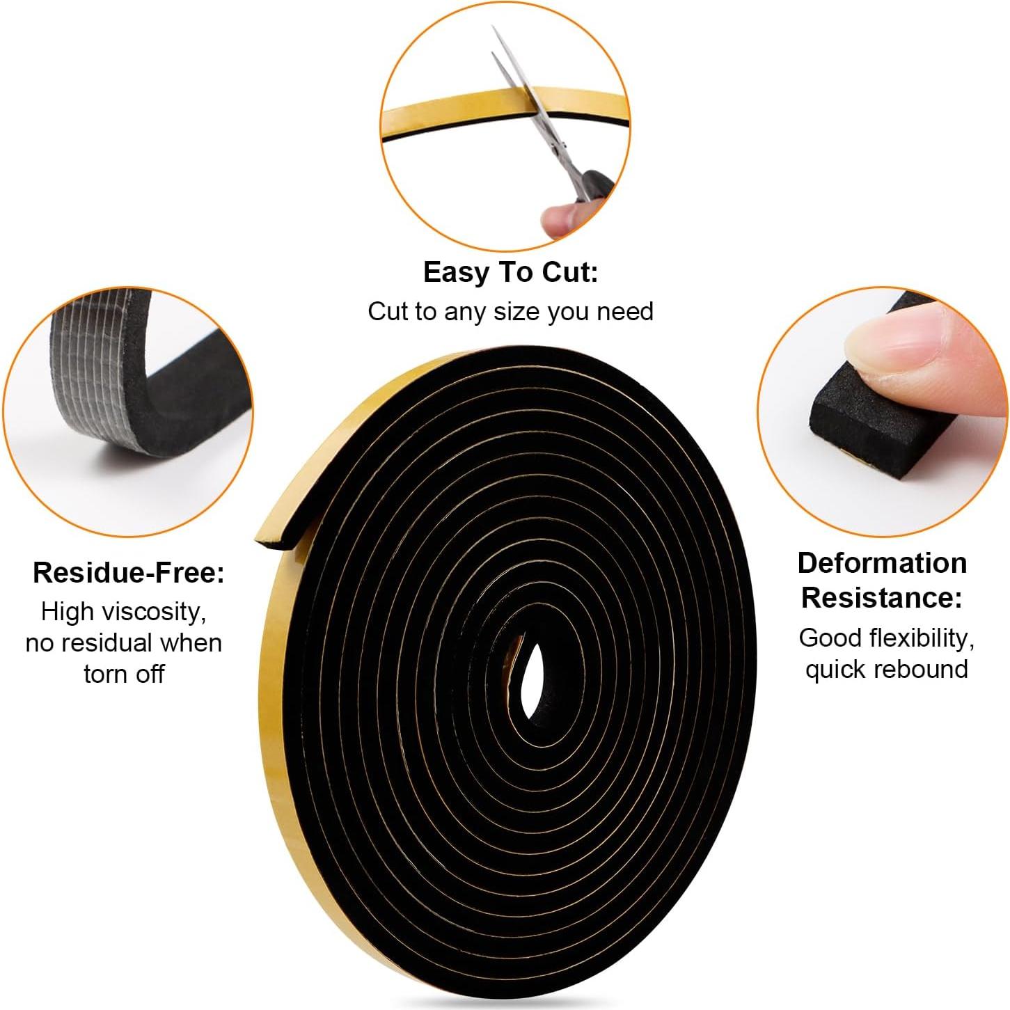 Cinta de Sellado de Espuma Sunroda 10M Aislante Acústico Negro