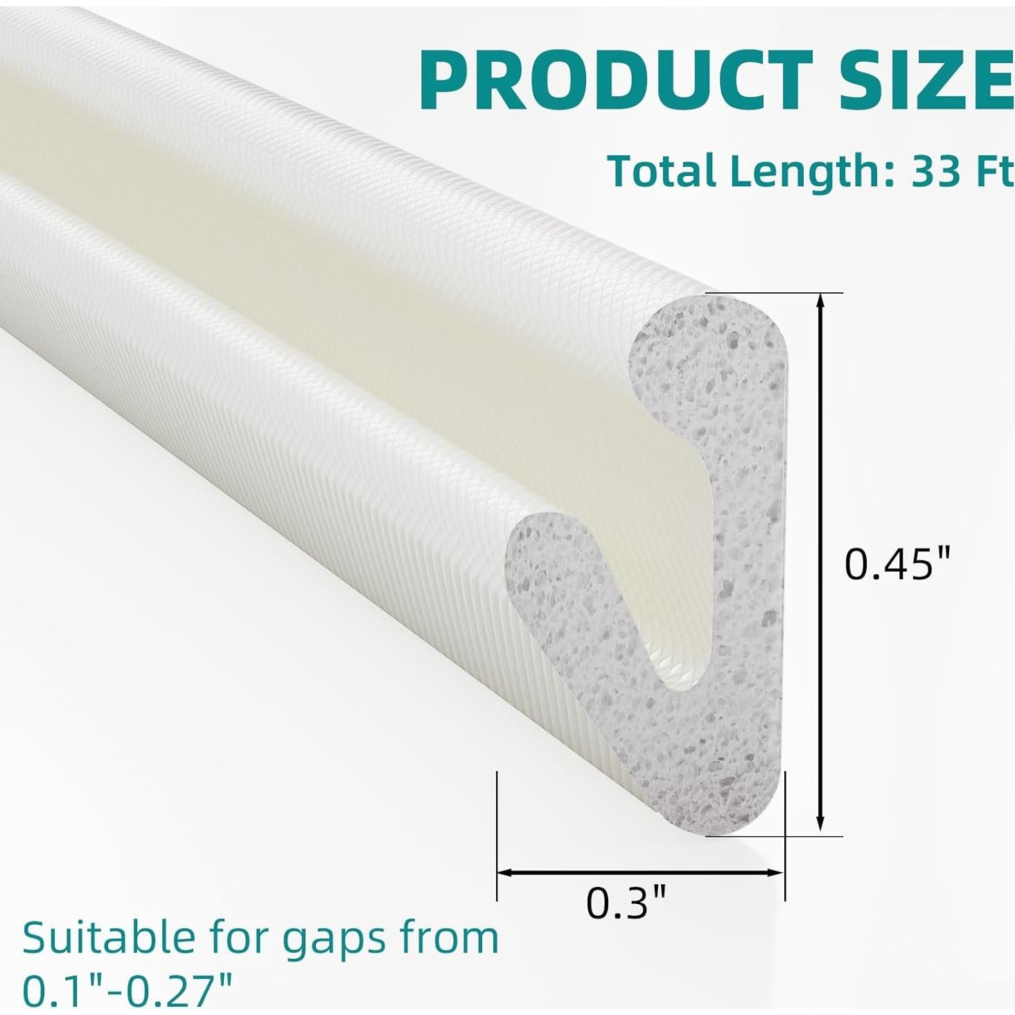 Tira de Sellado de Espuma en Forma de V MUSRCYIO 10 m Blanco