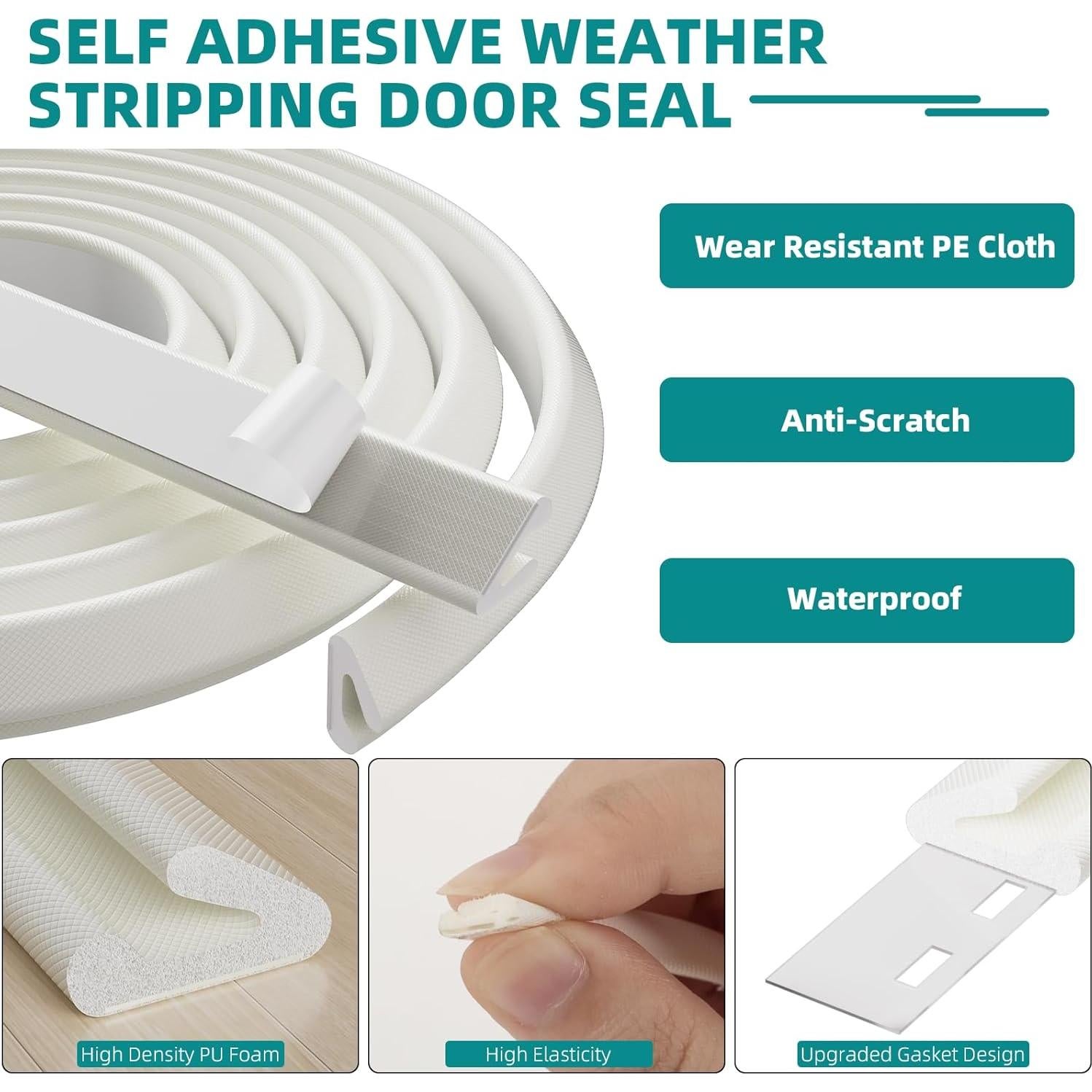 Tira de Sellado de Espuma en Forma de V MUSRCYIO 10 m Blanco