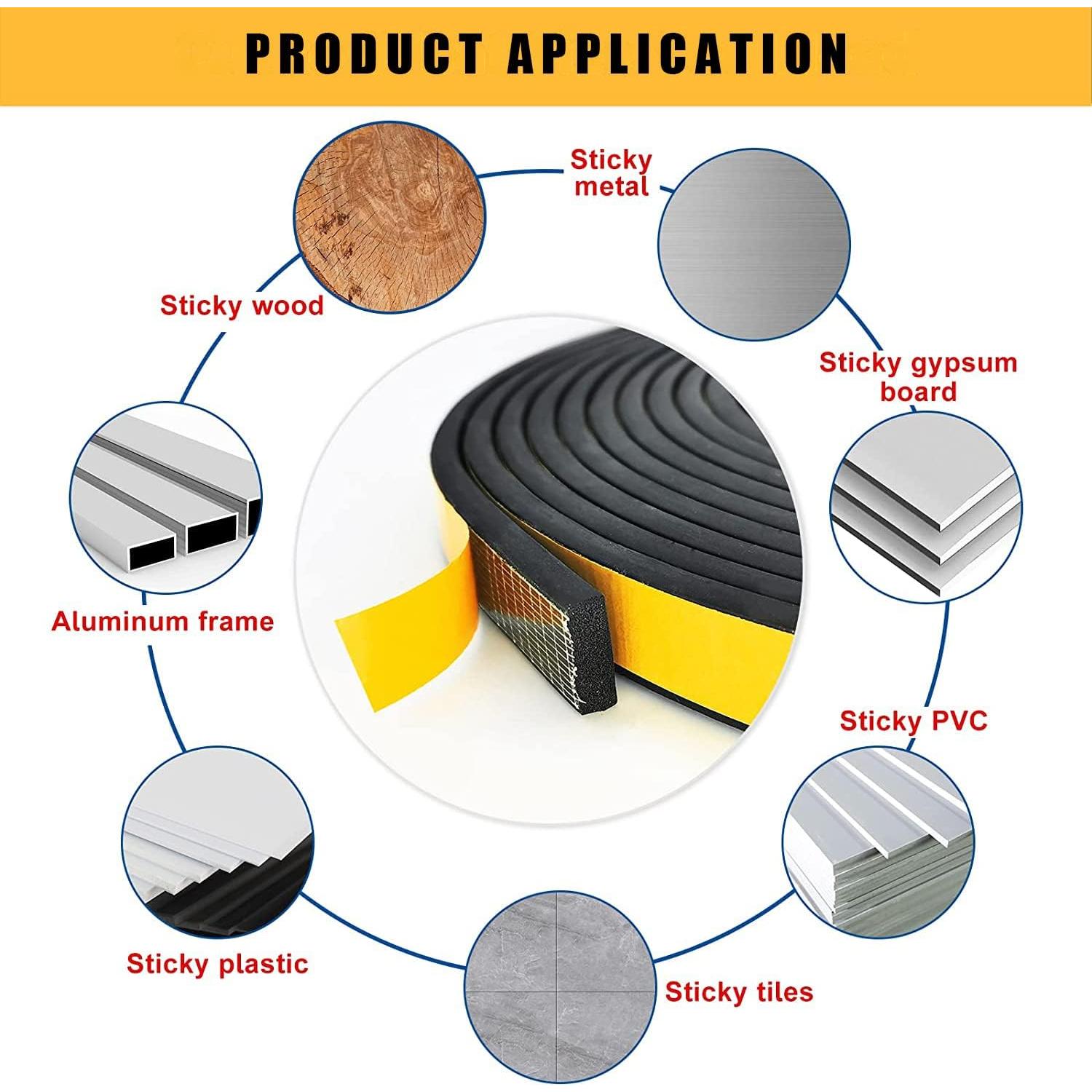 Tira de sellado GUKOY con espuma aislante 1.27 cm x 1.27 cm x 3.96 m