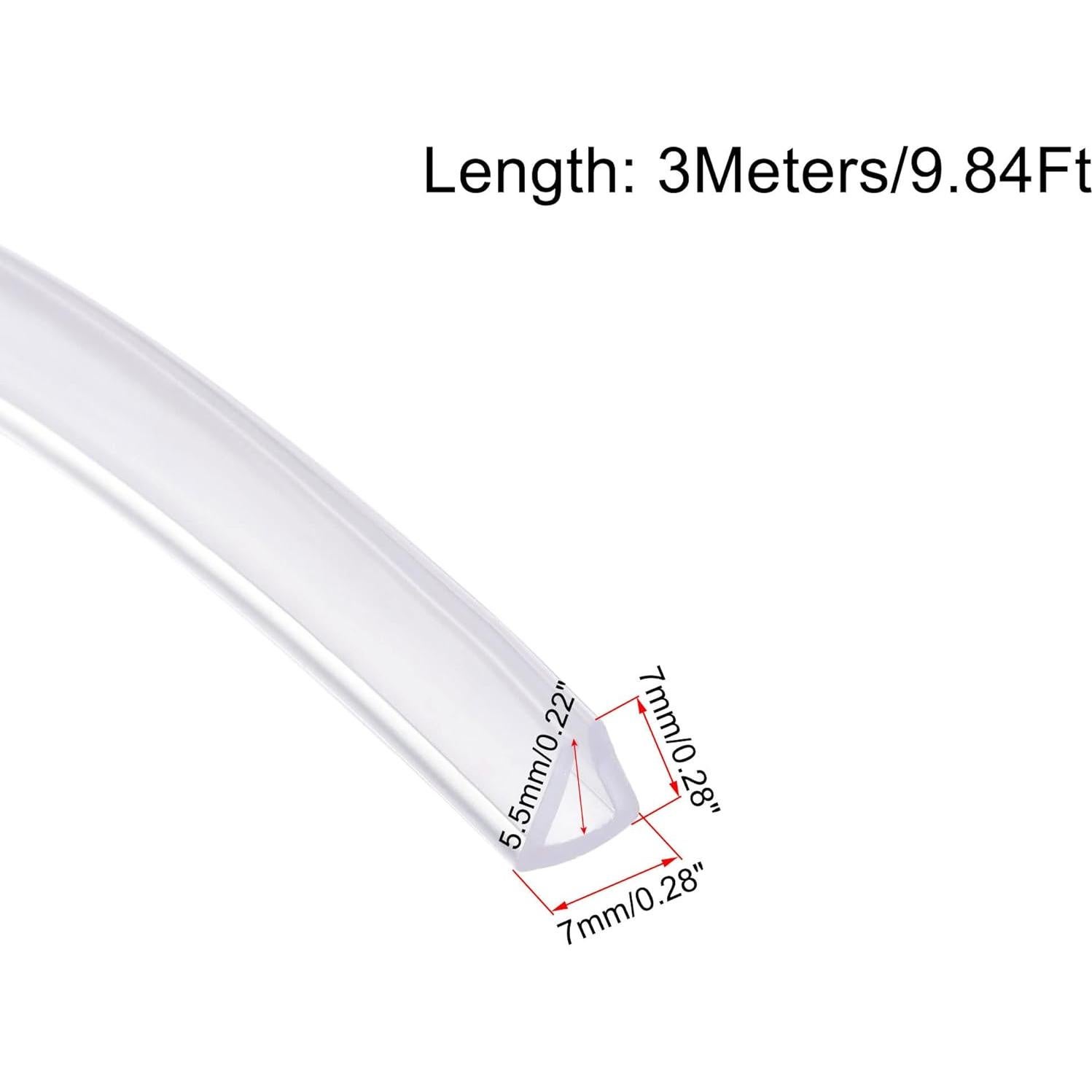 Sello U de Recorte uxcell 3 Metros PVC Transparente 7mm