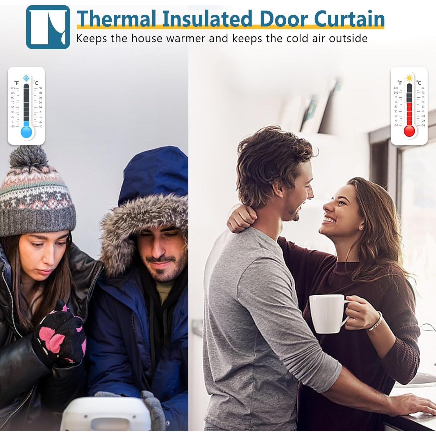 Cortina de Puerta Térmica Aislante Magnética HooTown 91.4x208.3cm