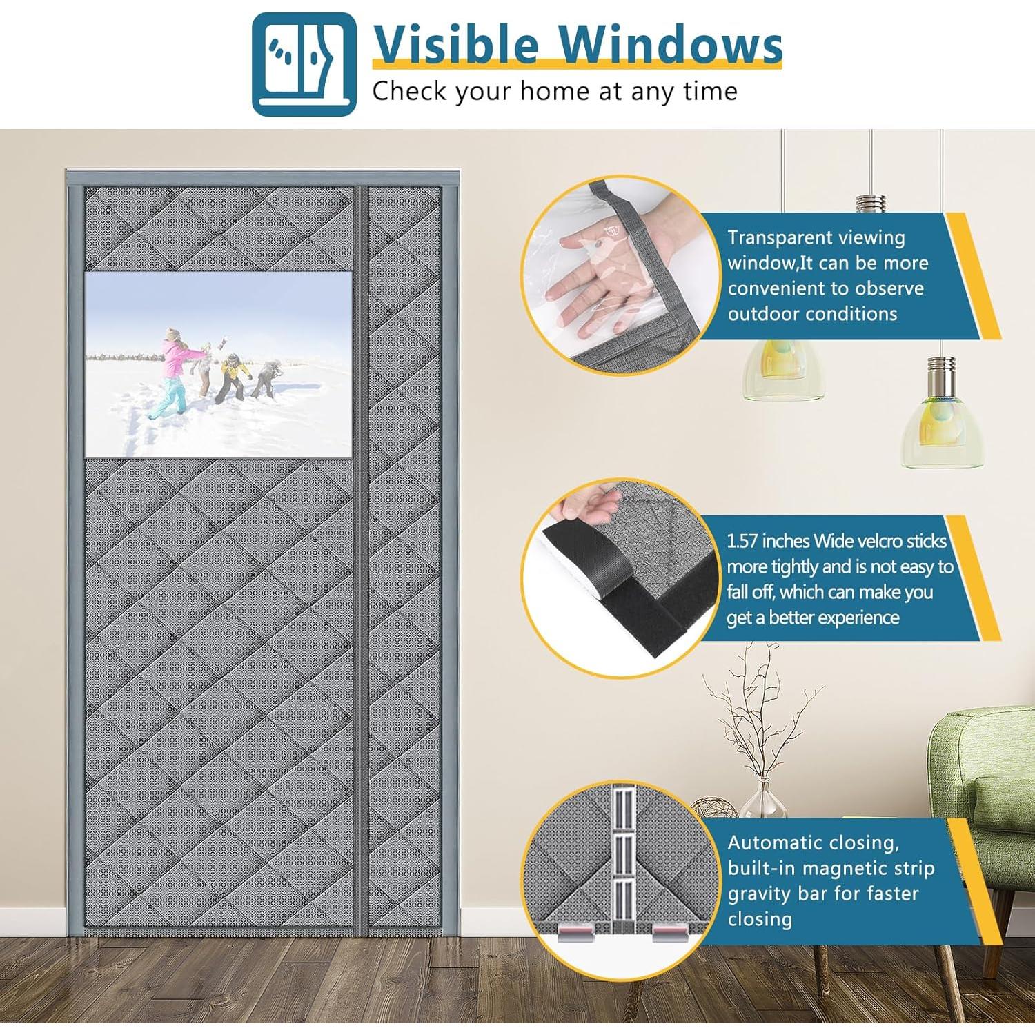 Cortina de Puerta Térmica Aislante Magnética HooTown 91.4x208.3cm
