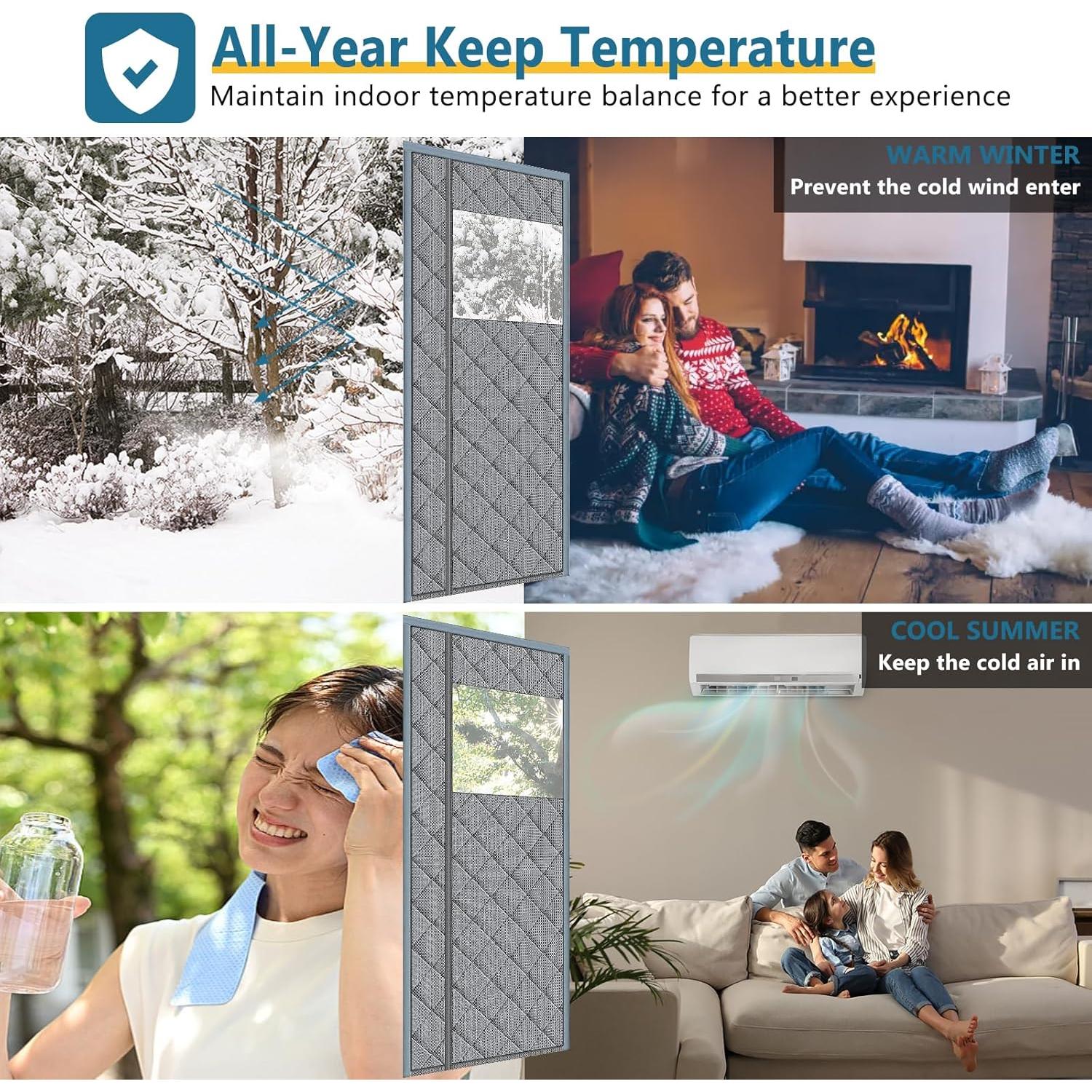 Cortina de Puerta Térmica Aislante Magnética HooTown 91.4x208.3cm