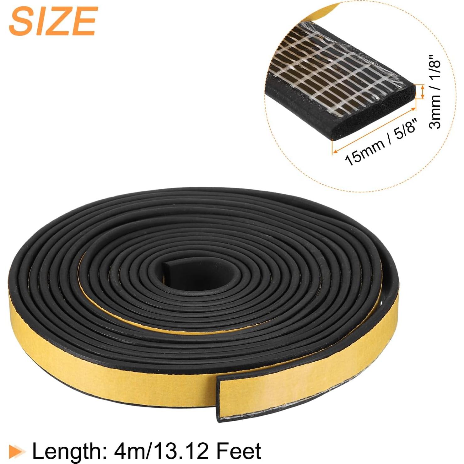 Cinta de Sellado Adhesiva uxcell EPDM 1.59cm x 0.32cm x 4m