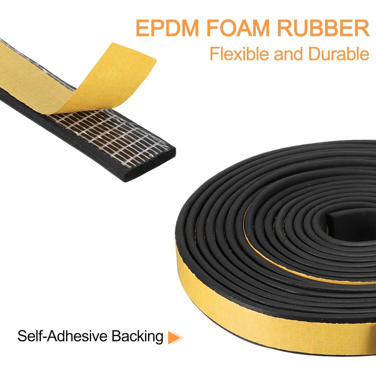 Cinta de Sellado Adhesiva uxcell EPDM 1.59cm x 0.32cm x 4m