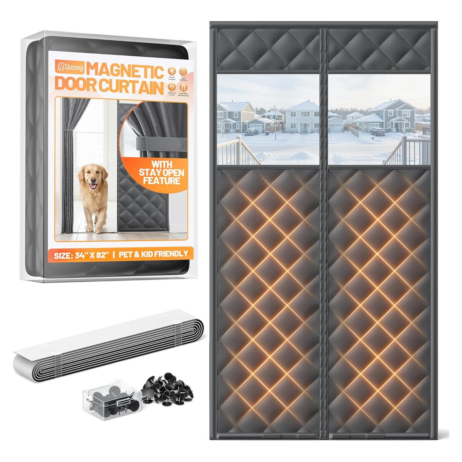 Cortina de Puerta Aislada Magnética Sjuznng 34x82 cm Negra