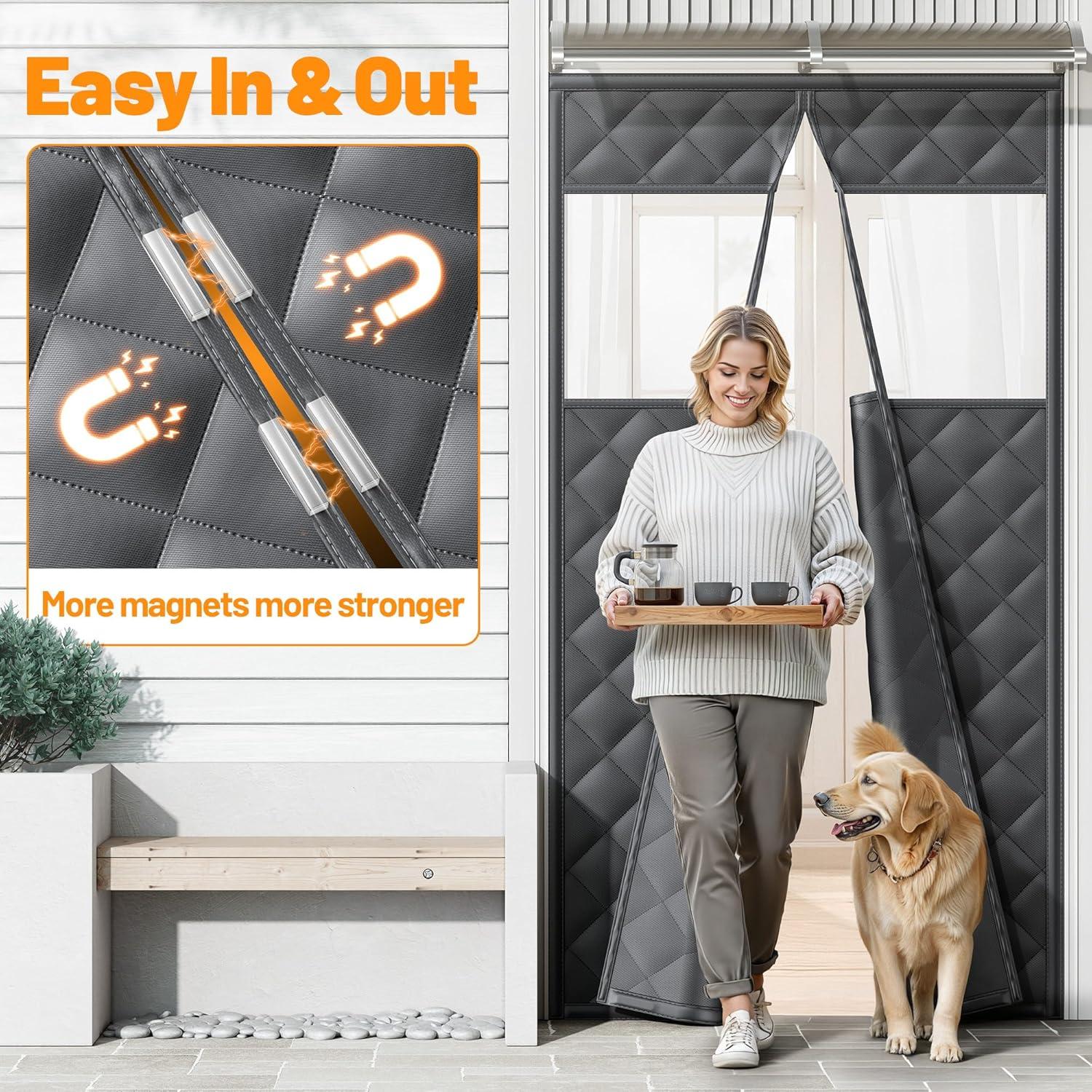 Cortina de Puerta Aislada Magnética Sjuznng 34x82 cm Negra