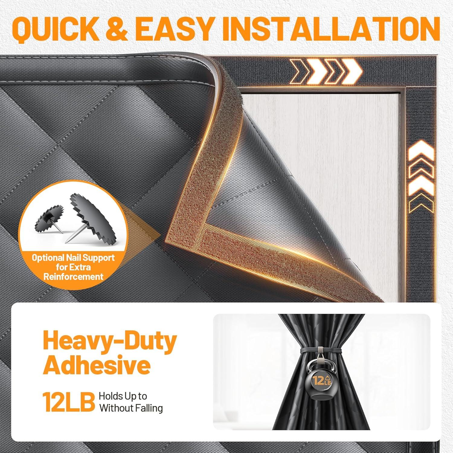 Cortina de Puerta Aislada Magnética Sjuznng 34x82 cm Negra