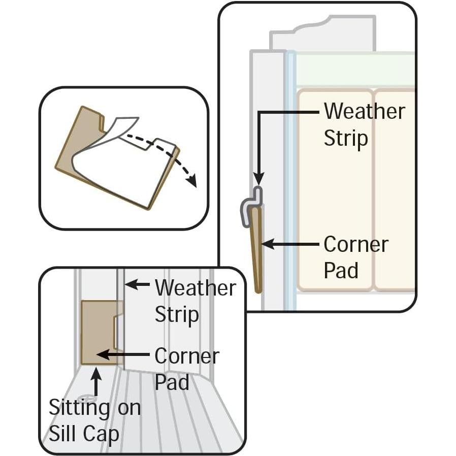 12 Sellos de Esquina Autoadhesivos ODL para Puertas Beige