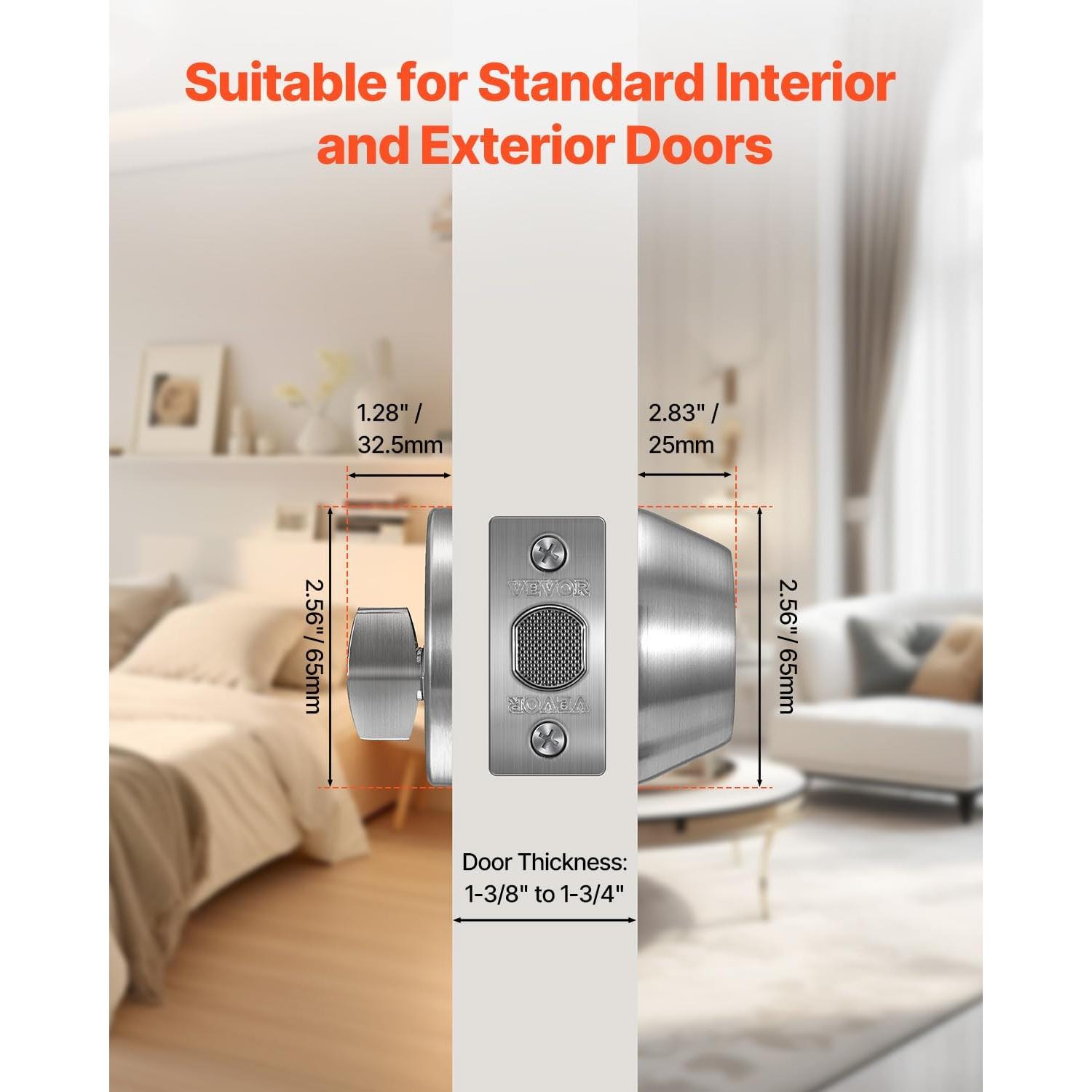 Cerradura de Pestillo VEVOR Cilindro Simple Metal 3 Llaves