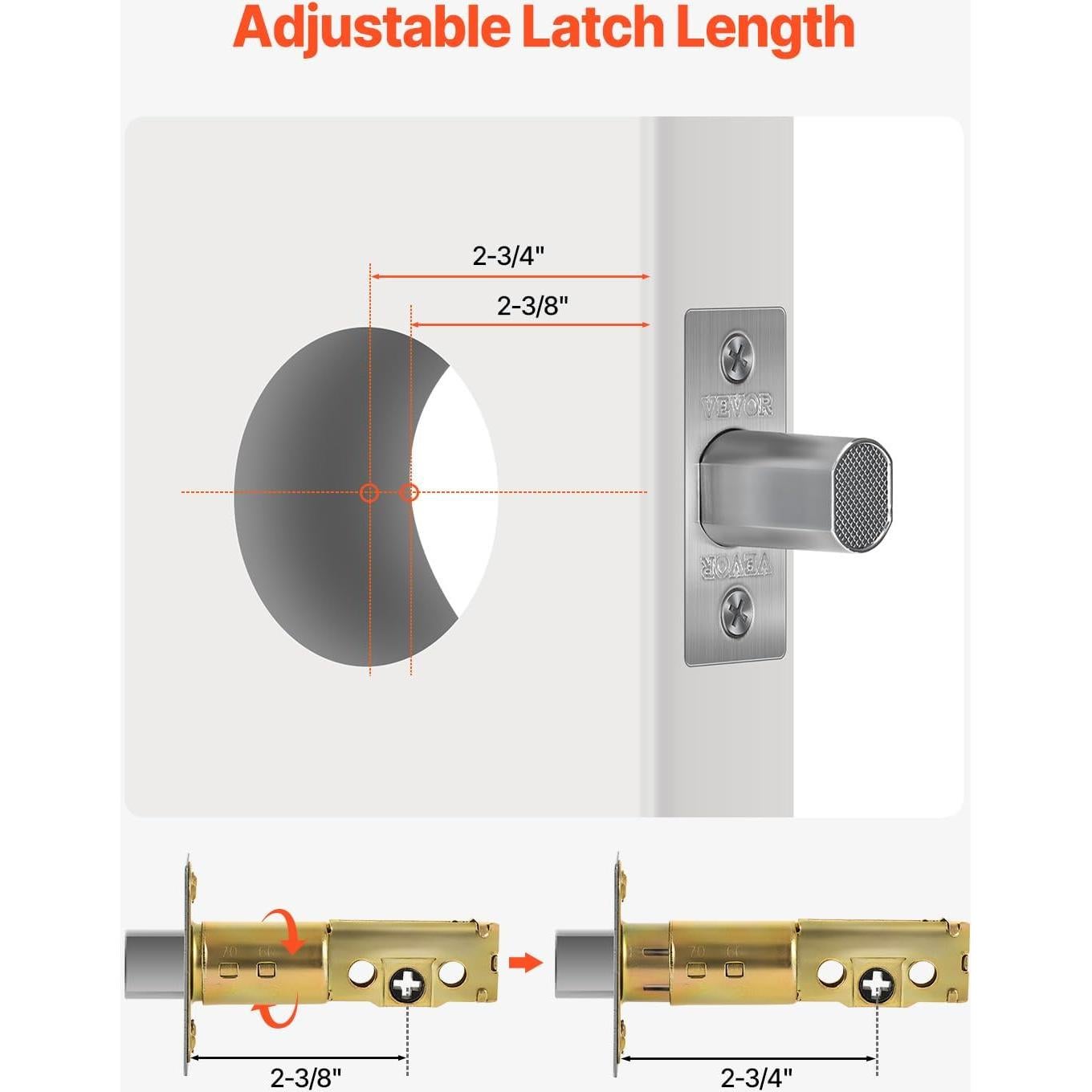 Cerradura de Pestillo VEVOR Cilindro Simple Metal 3 Llaves