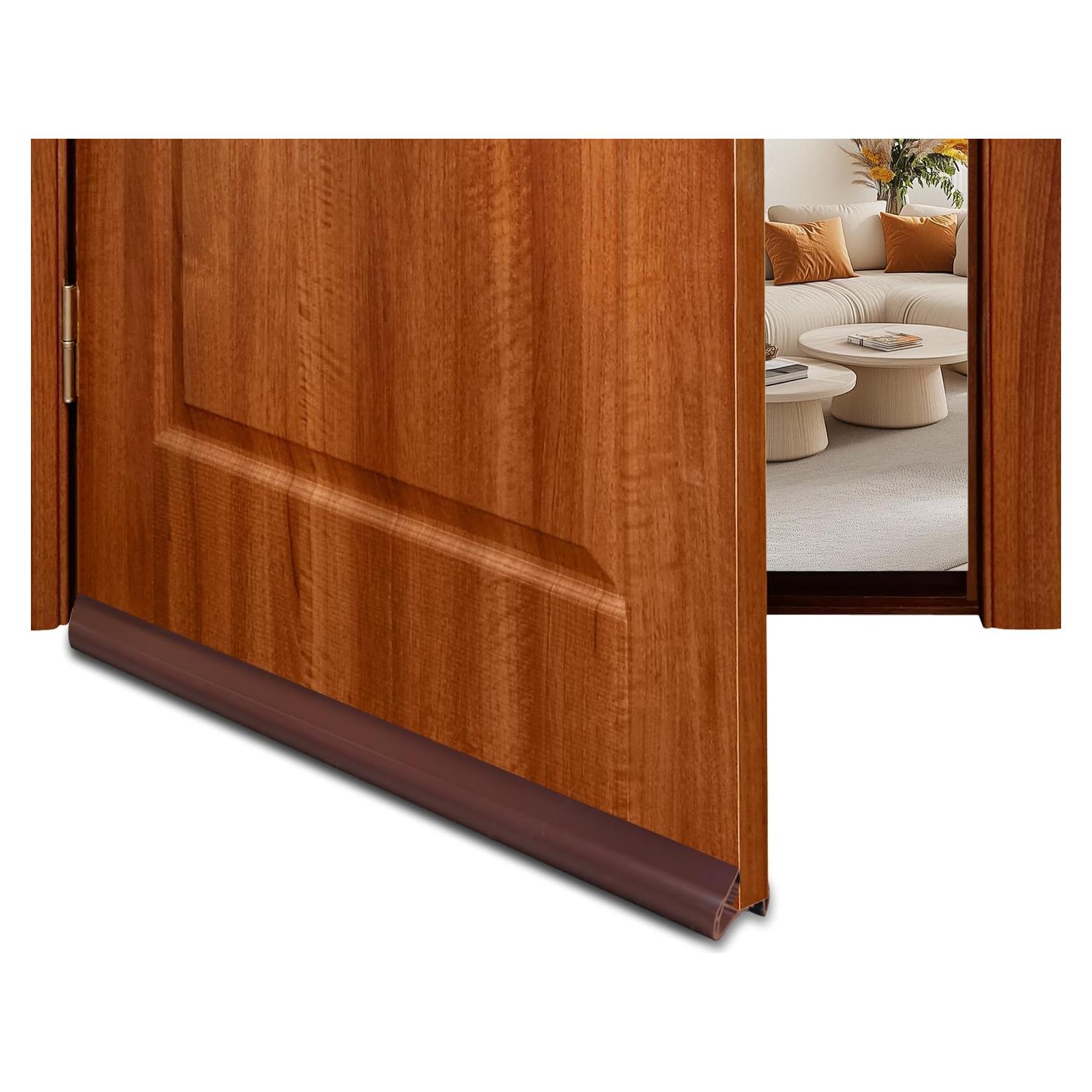 Sello Inferior de Puerta PVC Szkoo 100 cm Marrón - 2 Piezas