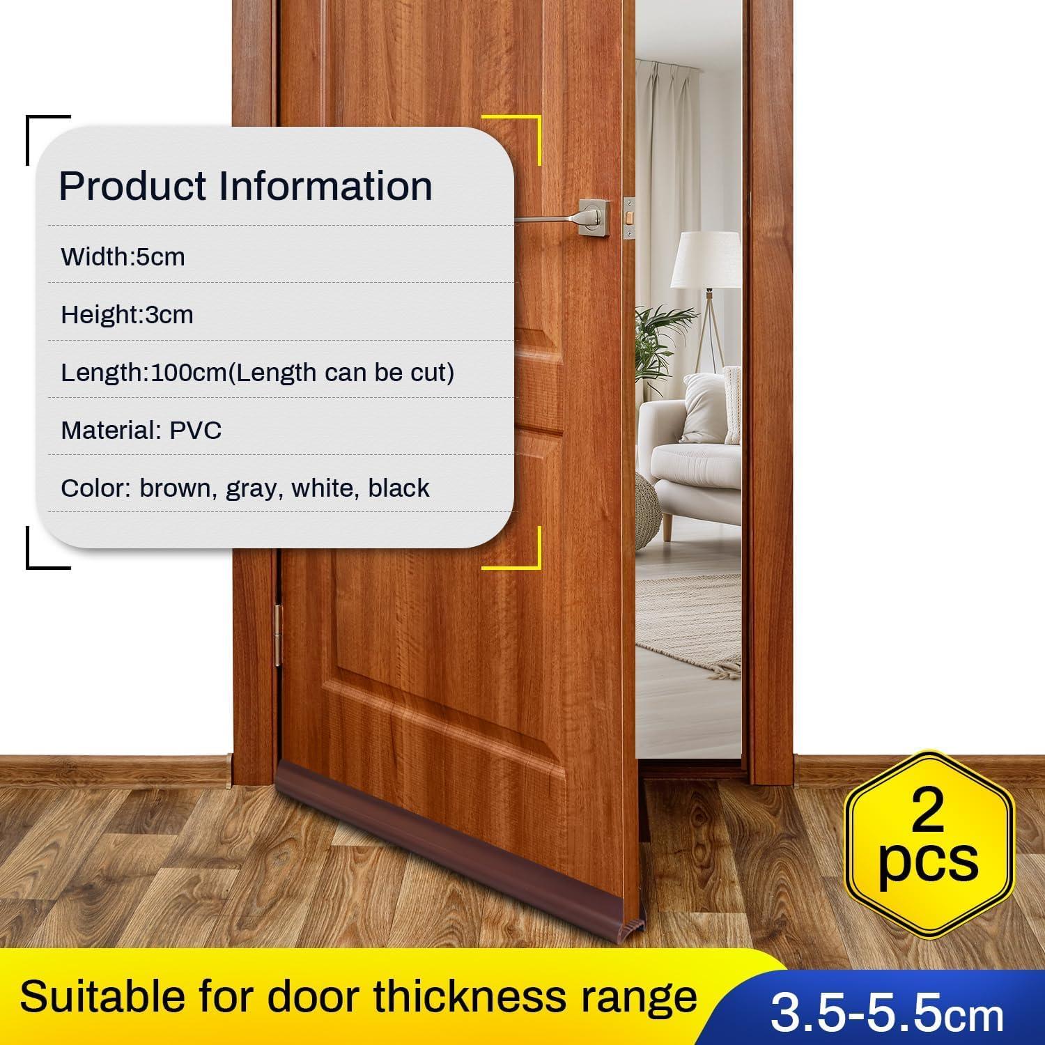 Sello Inferior de Puerta PVC Szkoo 100 cm Marrón - 2 Piezas