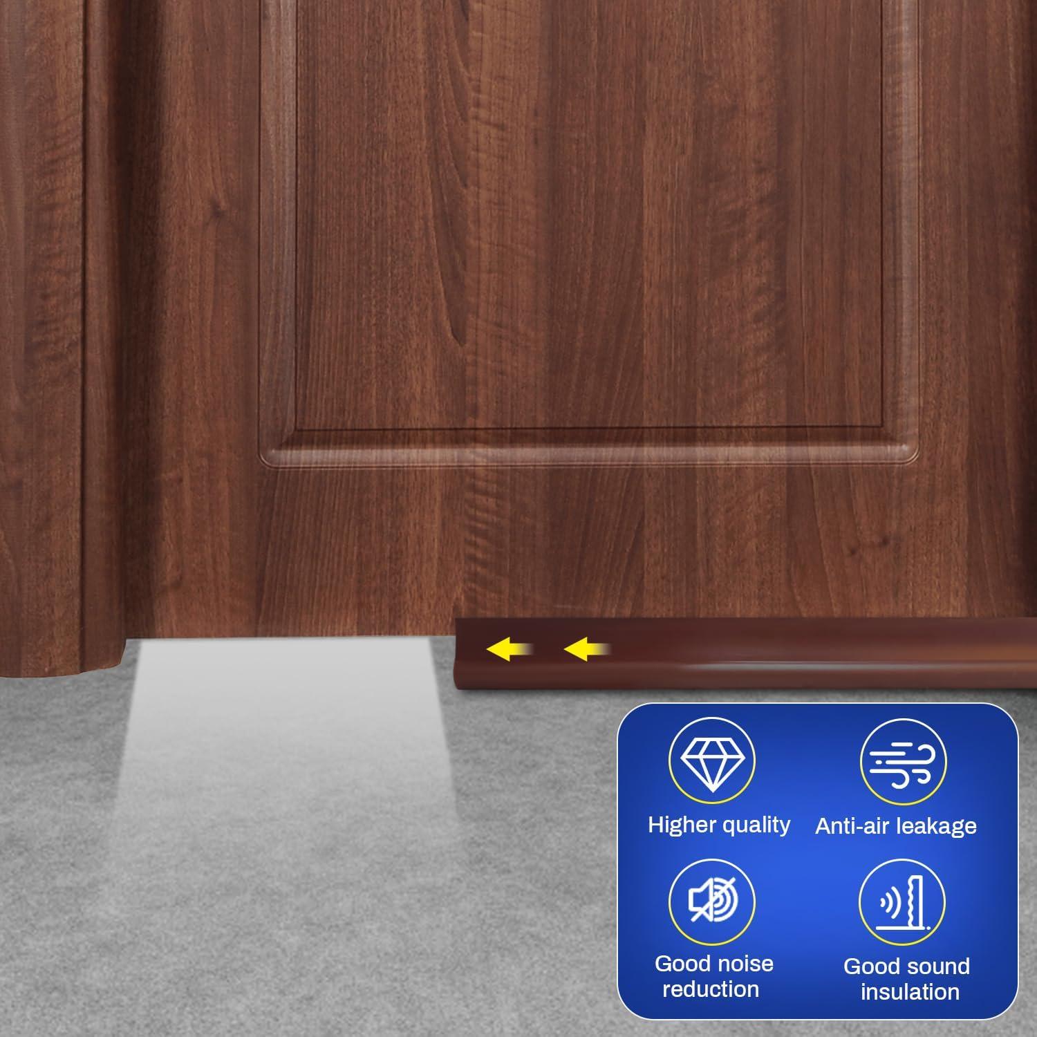 Sello Inferior de Puerta PVC Szkoo 100 cm Marrón - 2 Piezas