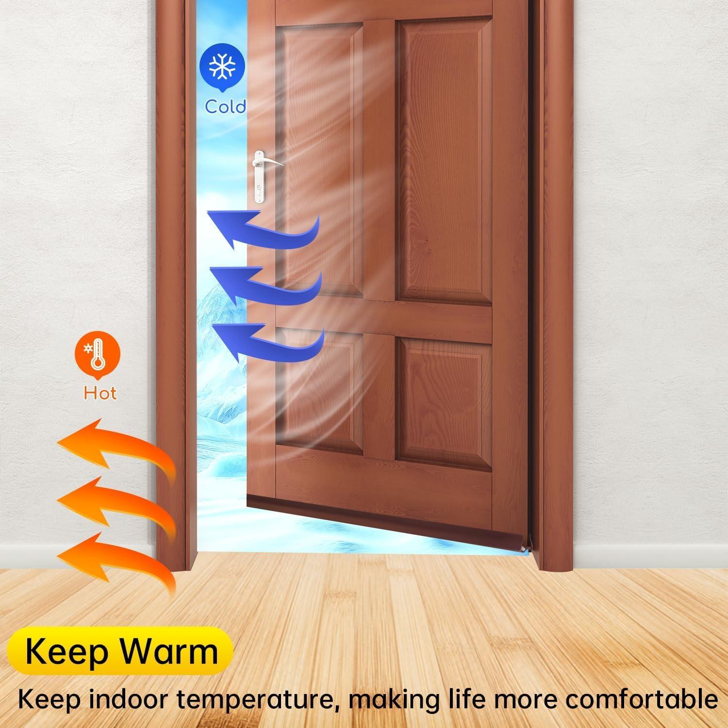 Sello Inferior de Puerta PVC Szkoo 100 cm Marrón - 2 Piezas