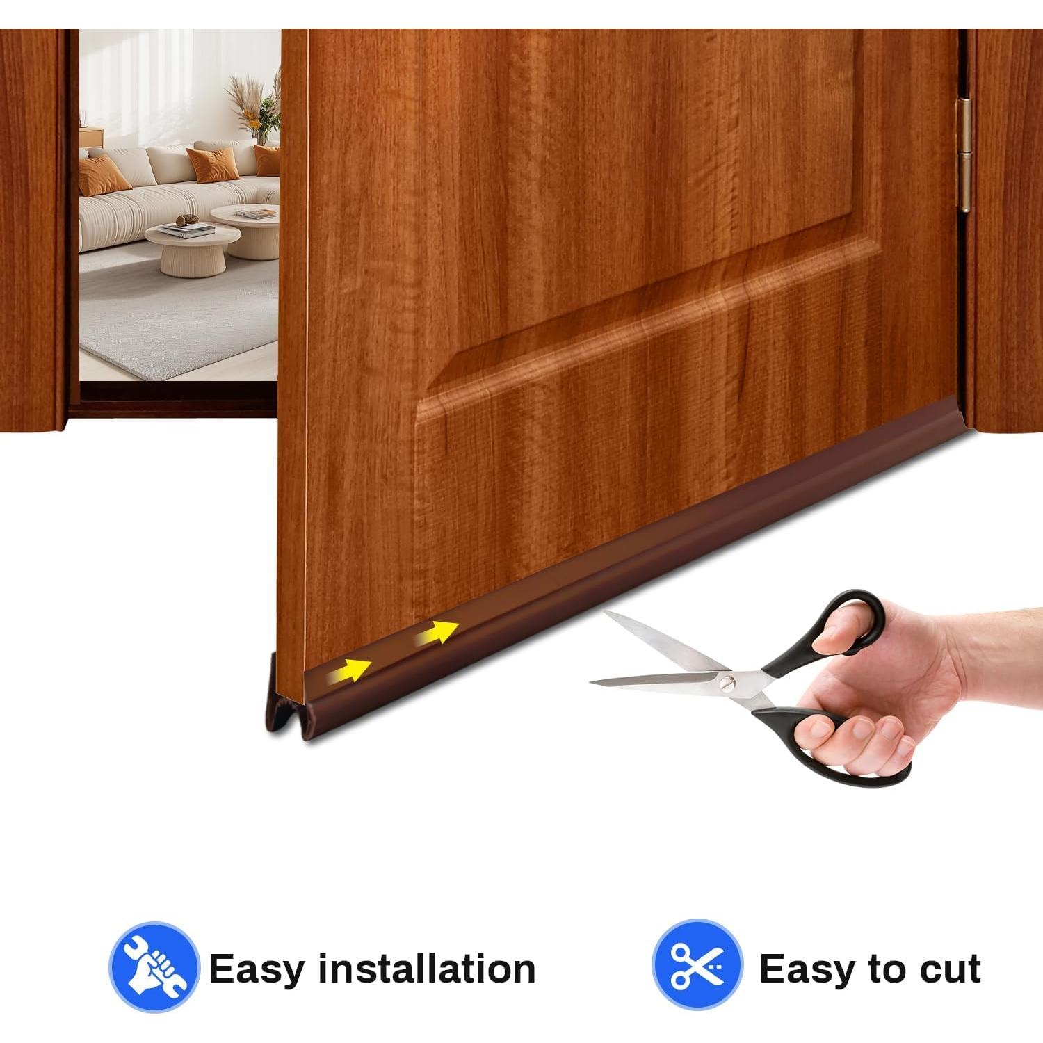 Sello Inferior de Puerta PVC Szkoo 100 cm Marrón - 2 Piezas