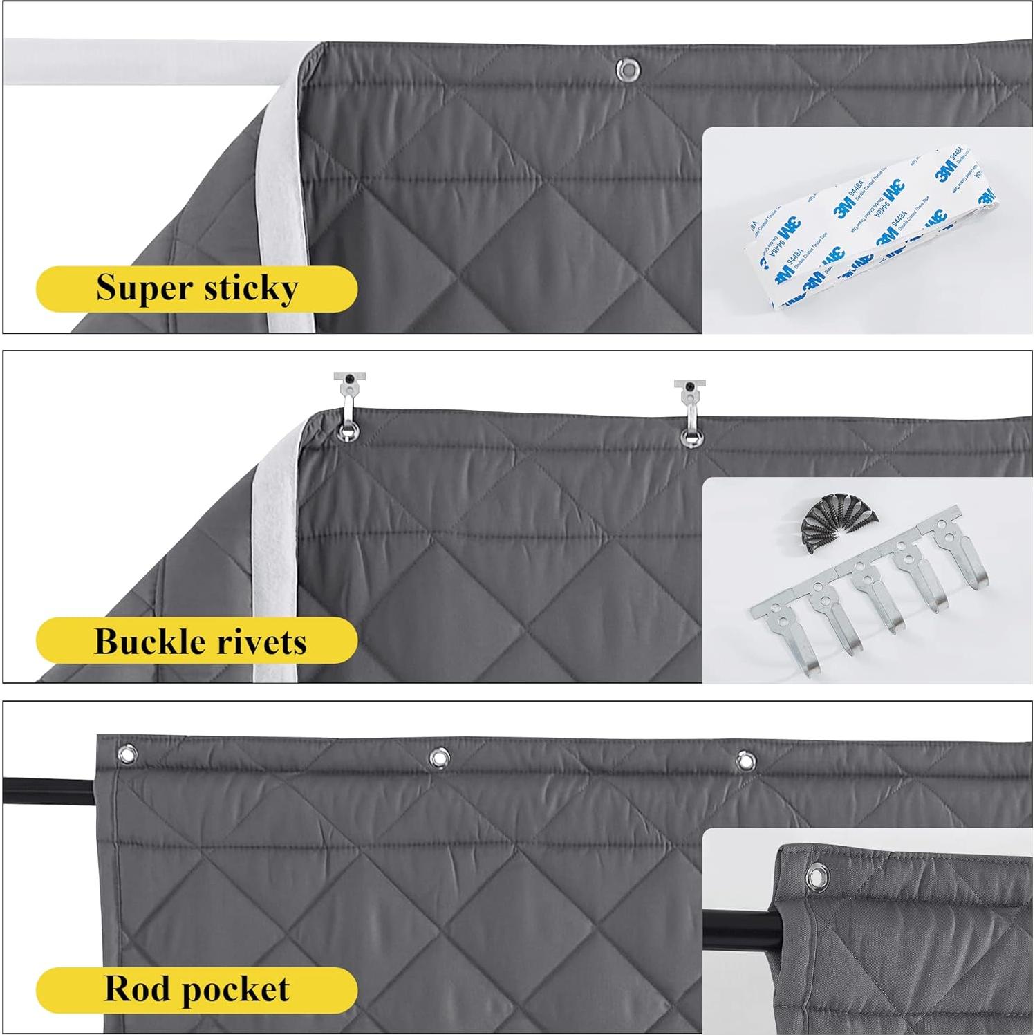 Cortina Térmica Aislante NICETOWN 86.36x208.28cm Gris