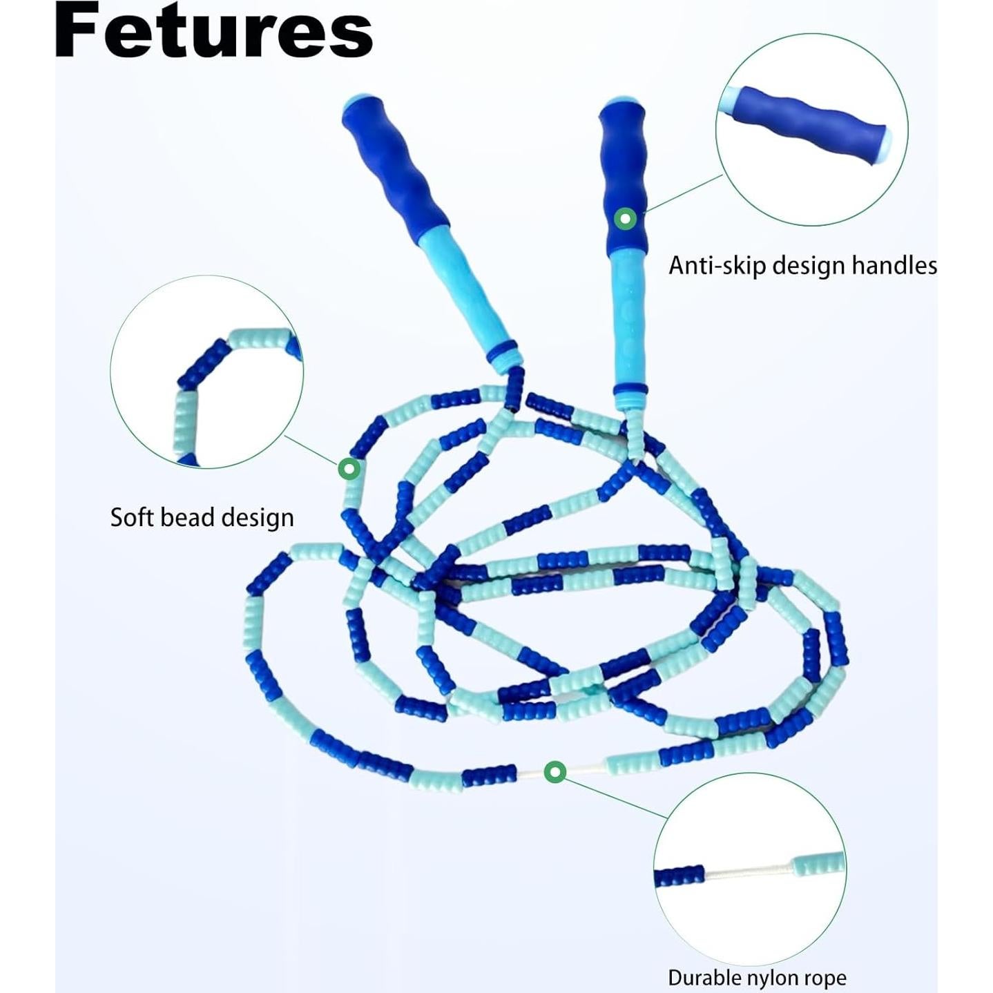 Cuerda de Saltar Ajustable BIRDDIE 2.8m con Perlas Suaves