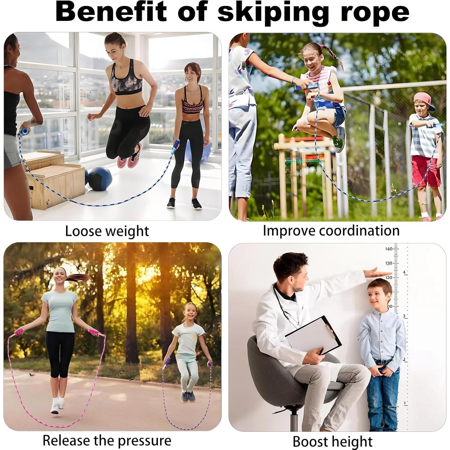 Cuerda de Saltar Ajustable BIRDDIE 2.8m con Perlas Suaves